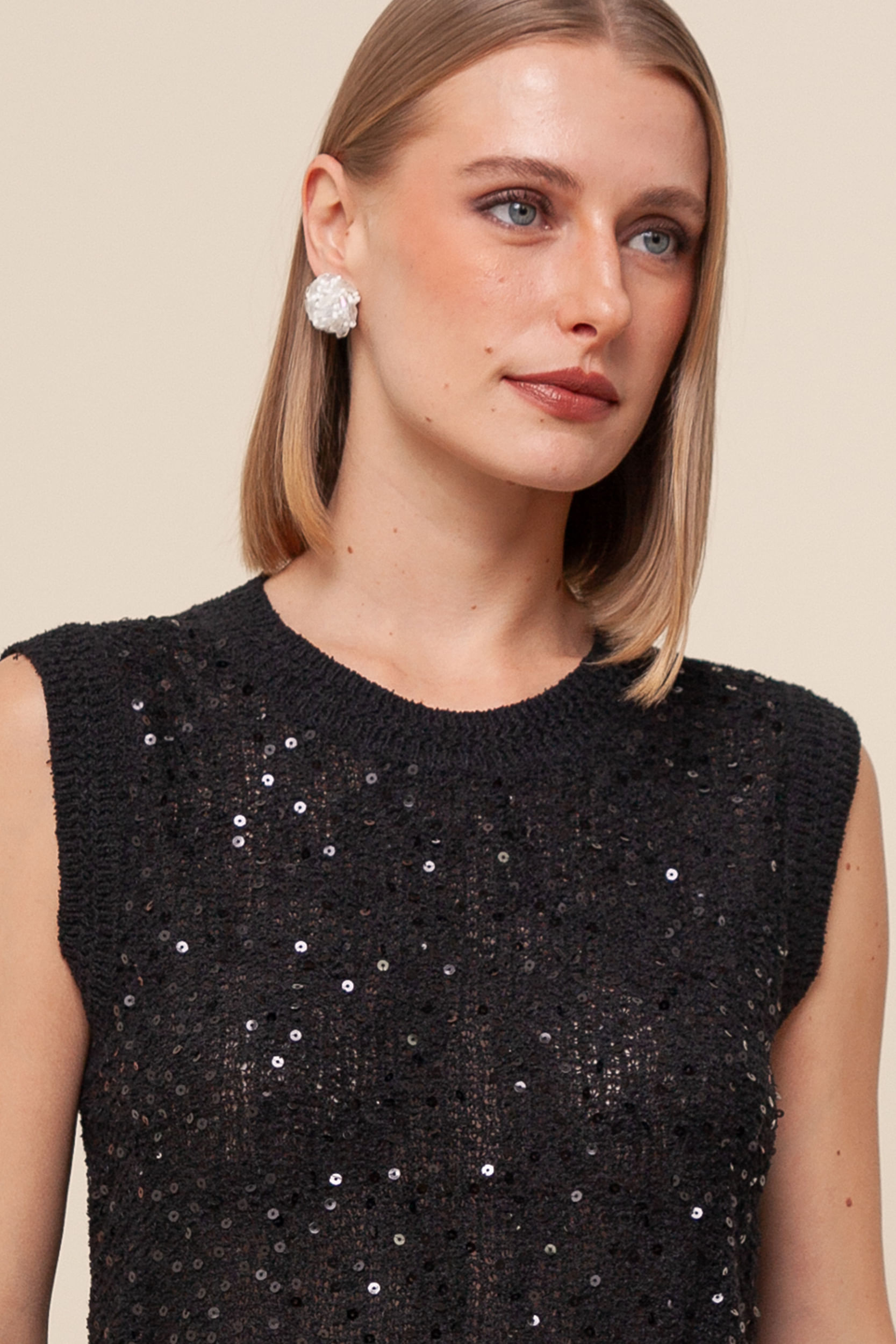 9036037 - Blusa Tricô Paetê PRETO 9036037 - Blusa Tricô Paetê PRETO