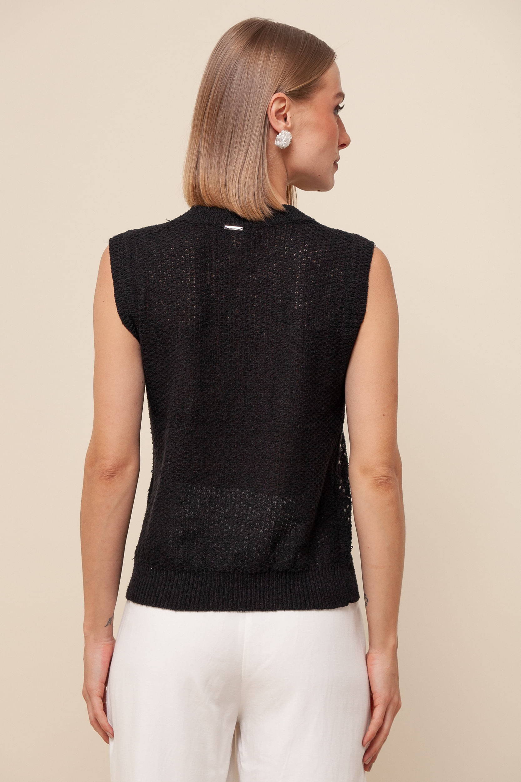 9036037 - Blusa Tricô Paetê PRETO 9036037 - Blusa Tricô Paetê PRETO