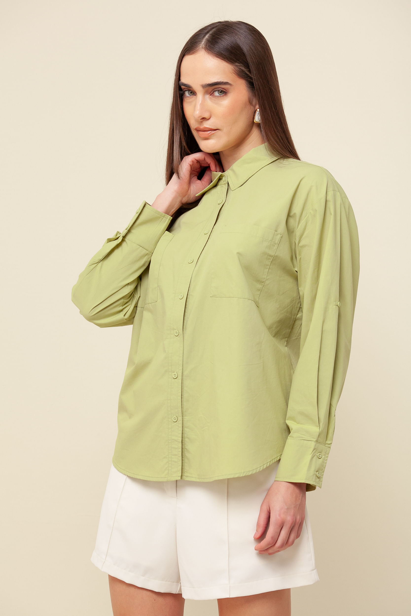9036082 - Camisa Social Básica manga Longa  VERDE 