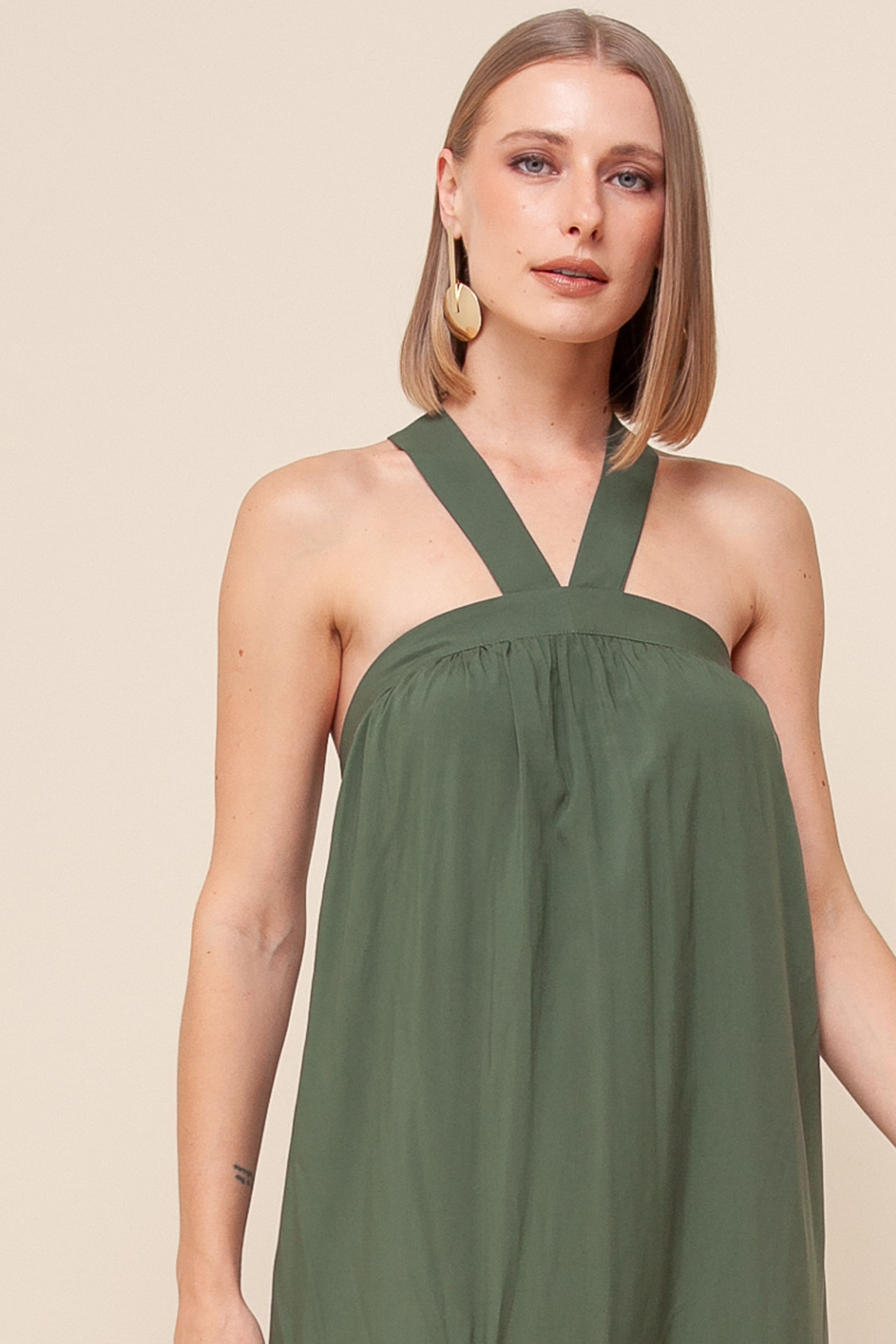 9036047 - Vestido Longo Decote Cruzado  VERDE 