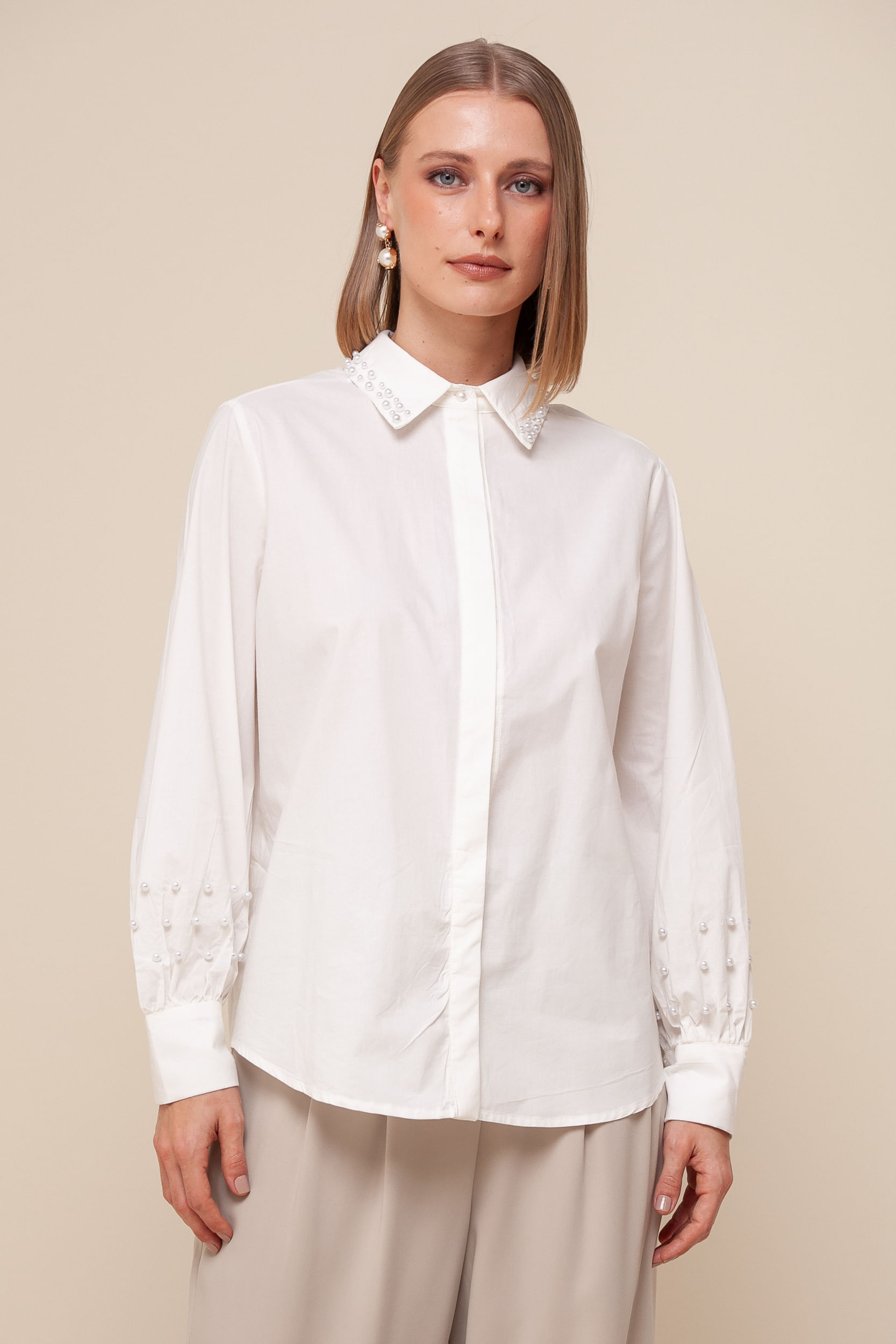 Camisa Social Pérolas  BRANCO