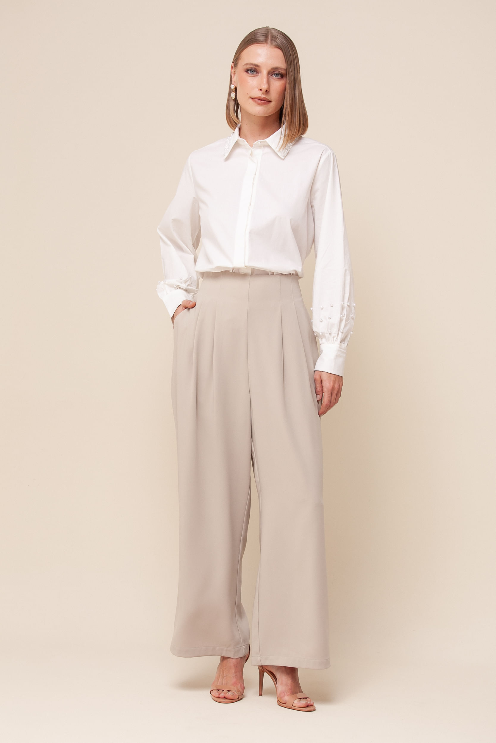 Camisa Social Pérolas  BRANCO