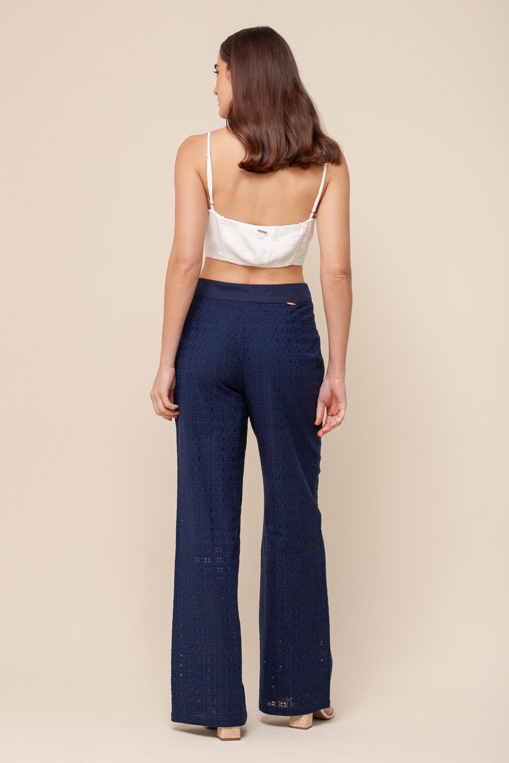 Calça Reta Laise Bolsos MARINHO Calça Reta Laise Bolsos MARINHO
