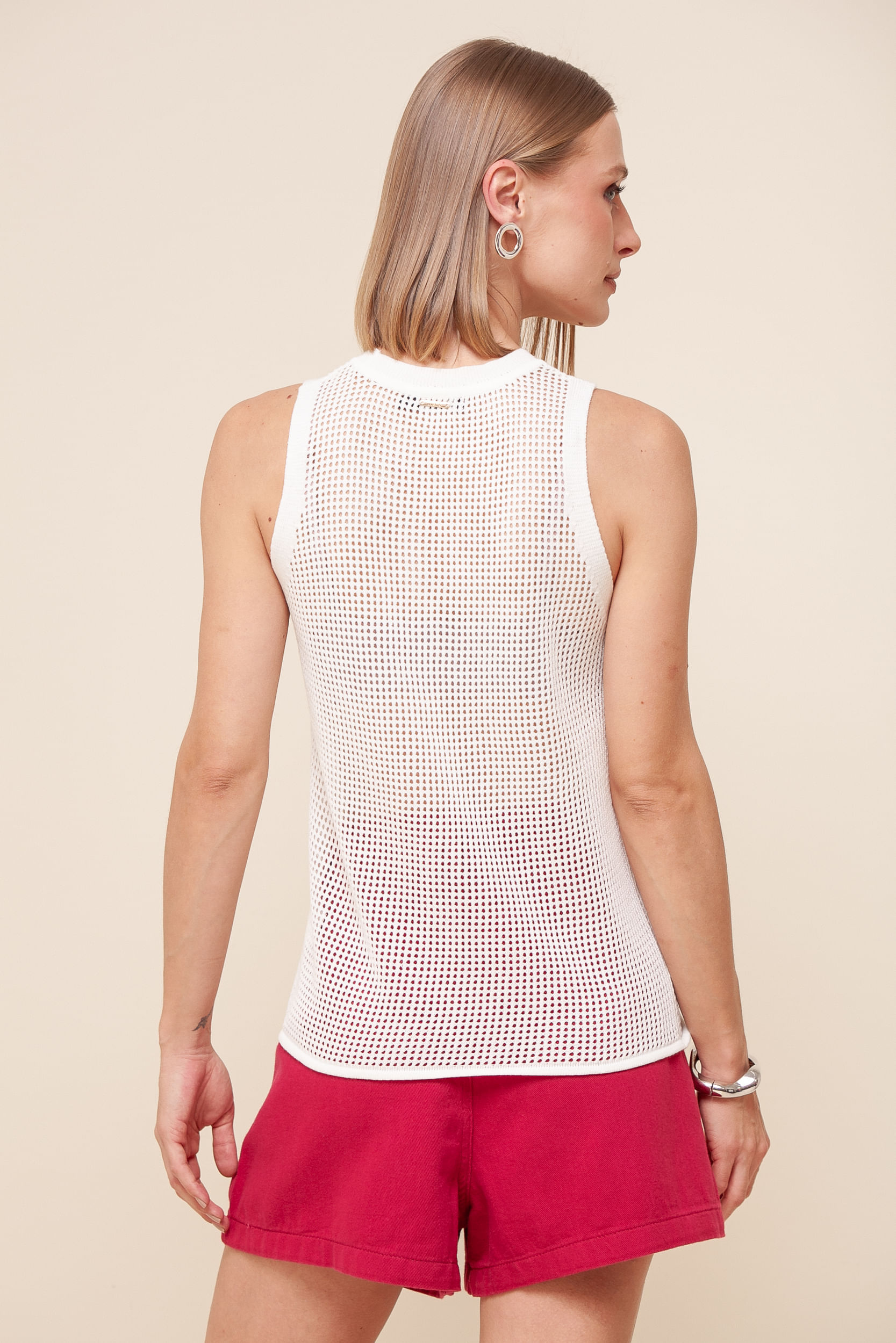 9036141 - Regata Tricô Efeito Furadinho OFF-WHITE 9036141 - Regata Tricô Efeito Furadinho OFF-WHITE