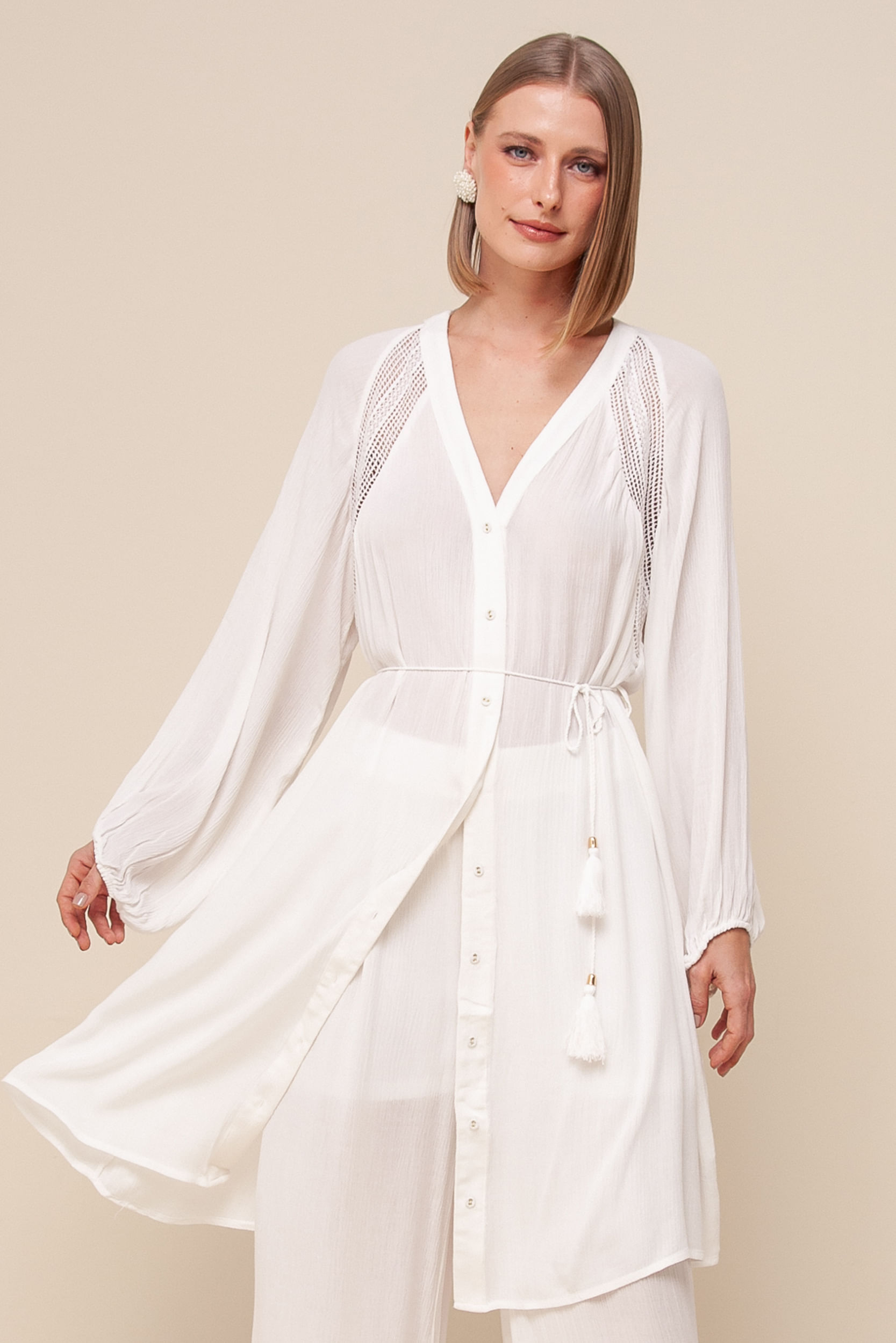 9036155 - Chemise Ampla Detalhes Ombro   OFF-WHITE