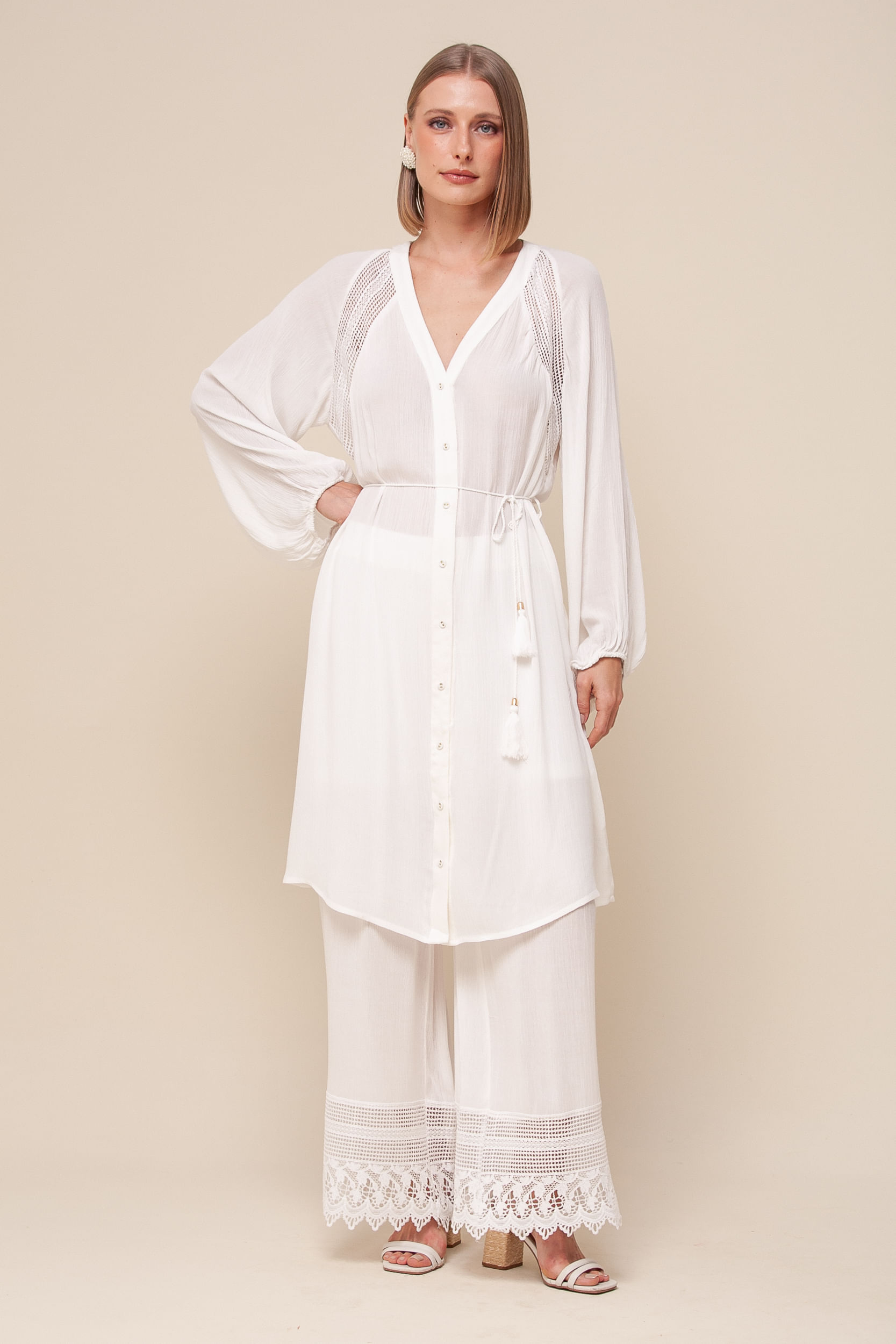 9036155 - Chemise Ampla Detalhes Ombro   OFF-WHITE