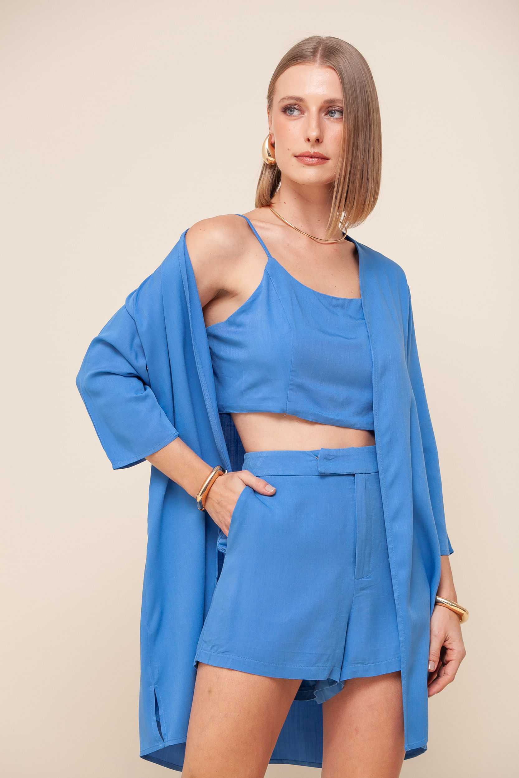 9036170 - Kimono Viscolinho AZUL 9036170 - Kimono Viscolinho AZUL