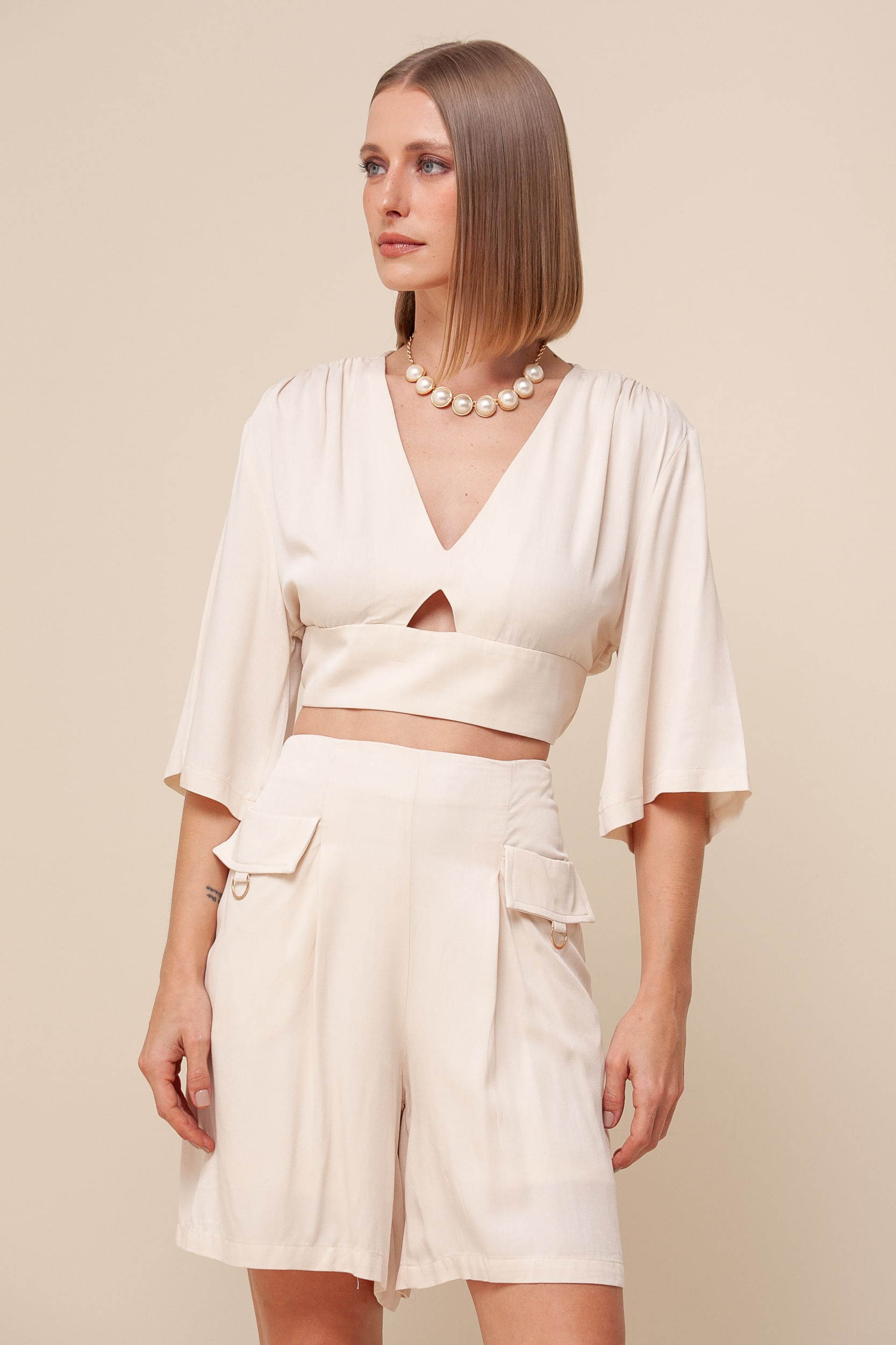 9036174 - Blusa Viscolinho Manga Morcego AREIA 9036174 - Blusa Viscolinho Manga Morcego AREIA