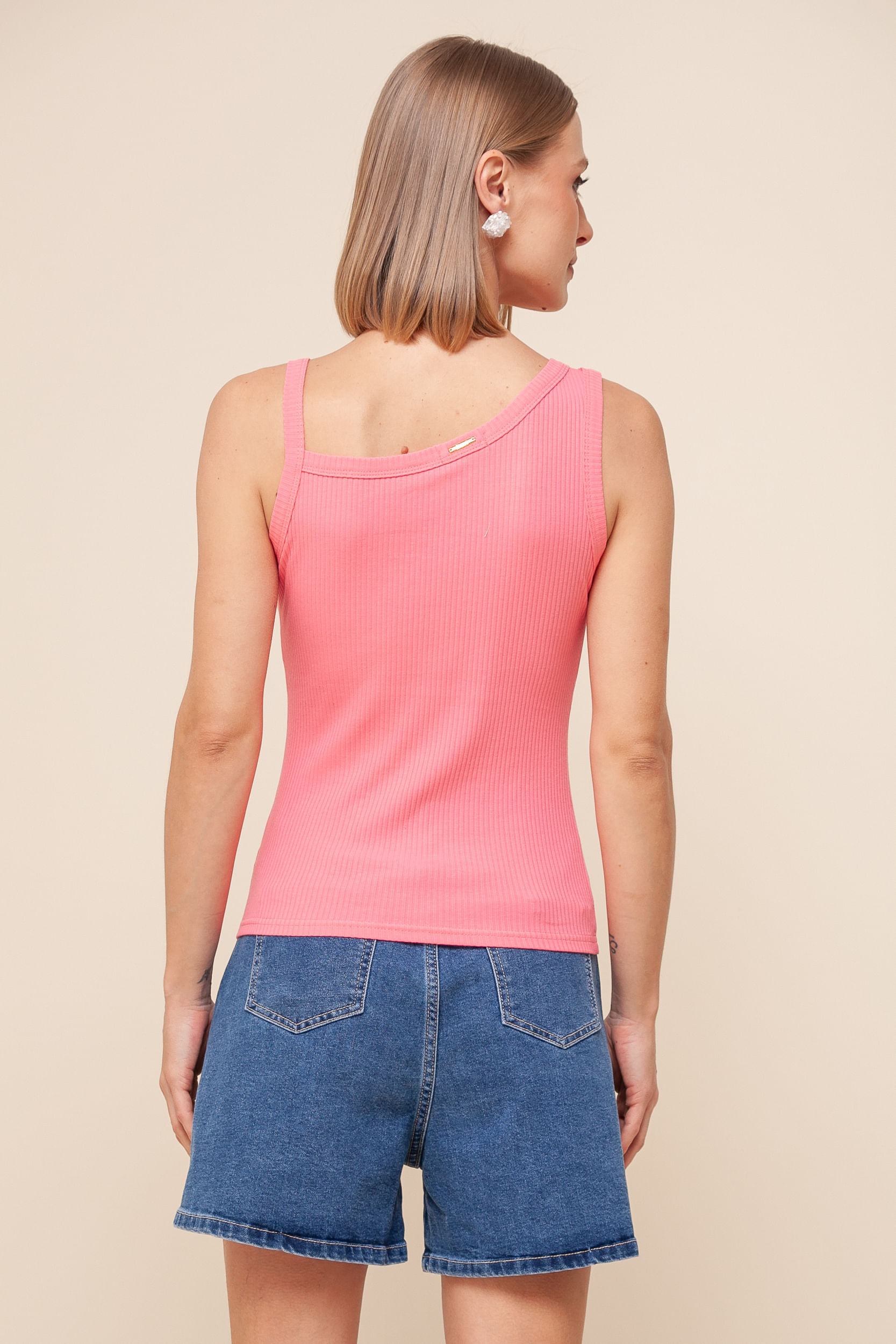 9036096 - Regata Assimétrica Malha Canelada ROSA 9036096 - Regata Assimétrica Malha Canelada ROSA