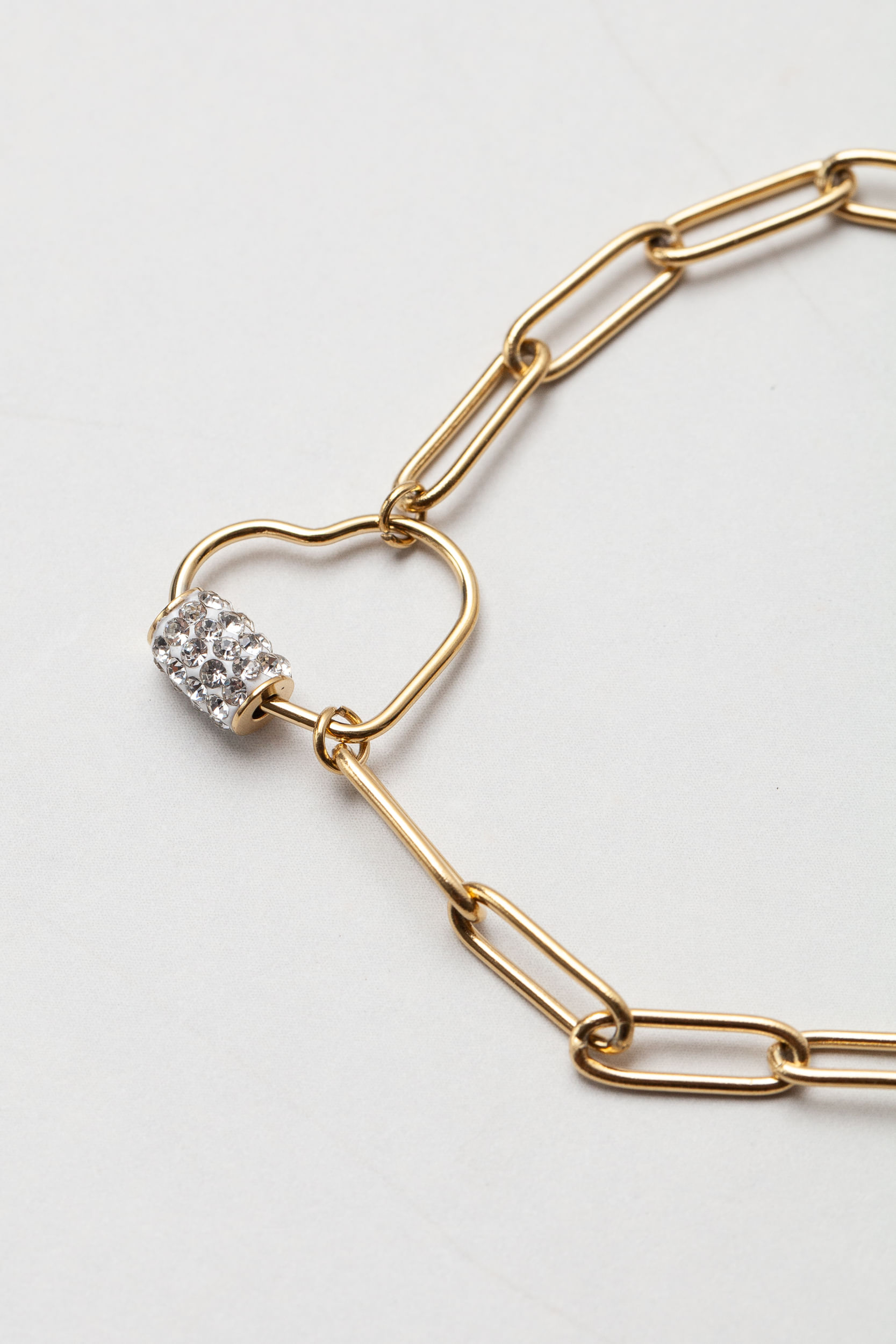 Pulseira Elos Pingente Coração DOURADO Pulseira Elos Pingente Coração DOURADO