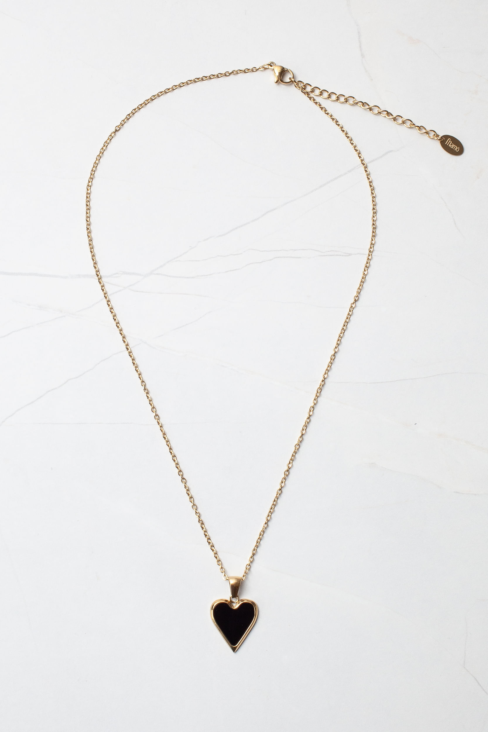 Colar Pingente Coração  PRETO