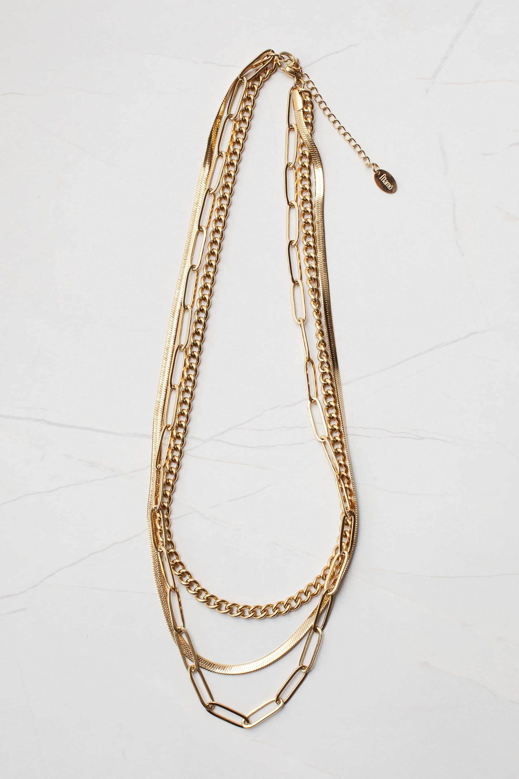Colar Triplo Elo  DOURADO