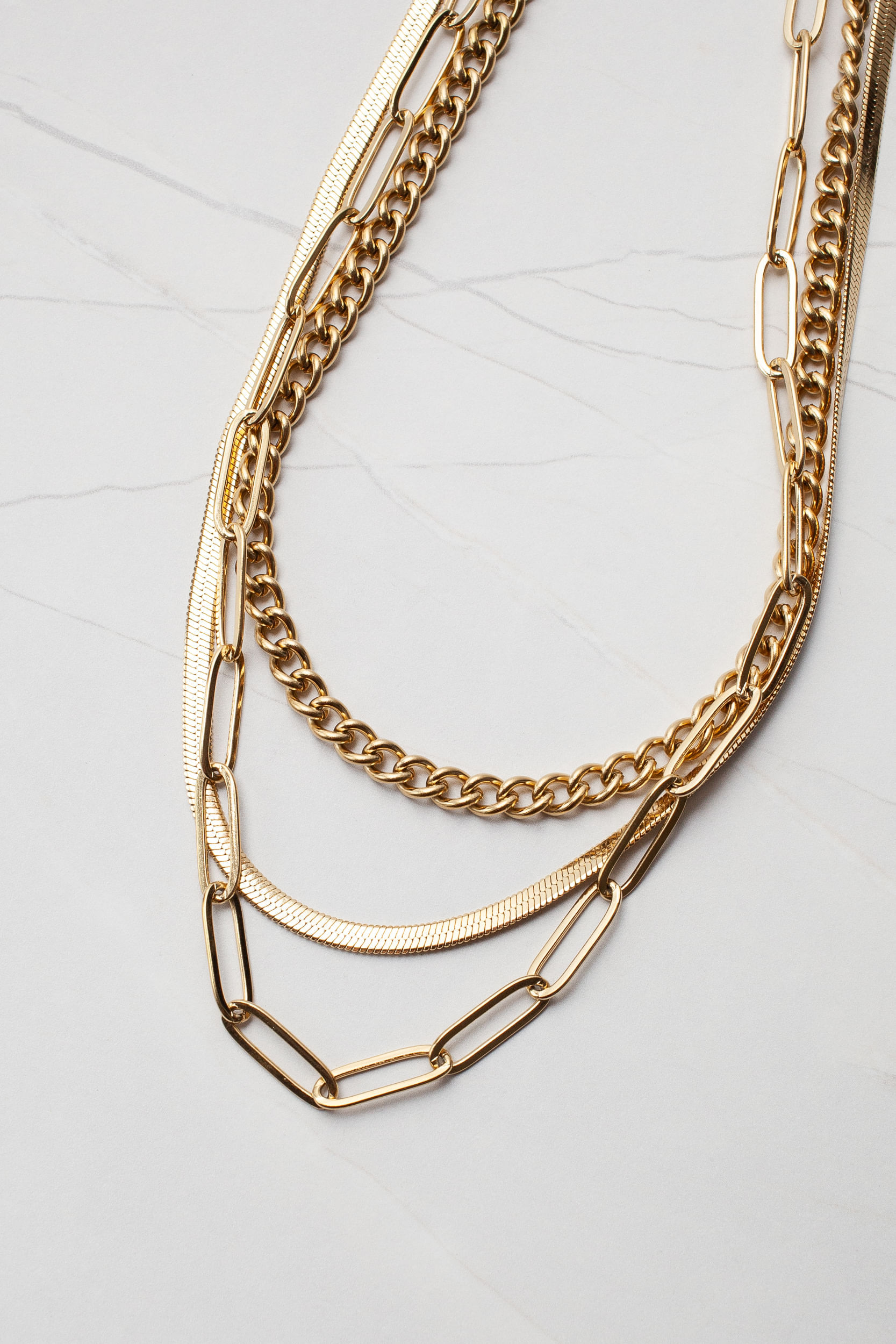 Colar Triplo Elo DOURADO Colar Triplo Elo DOURADO