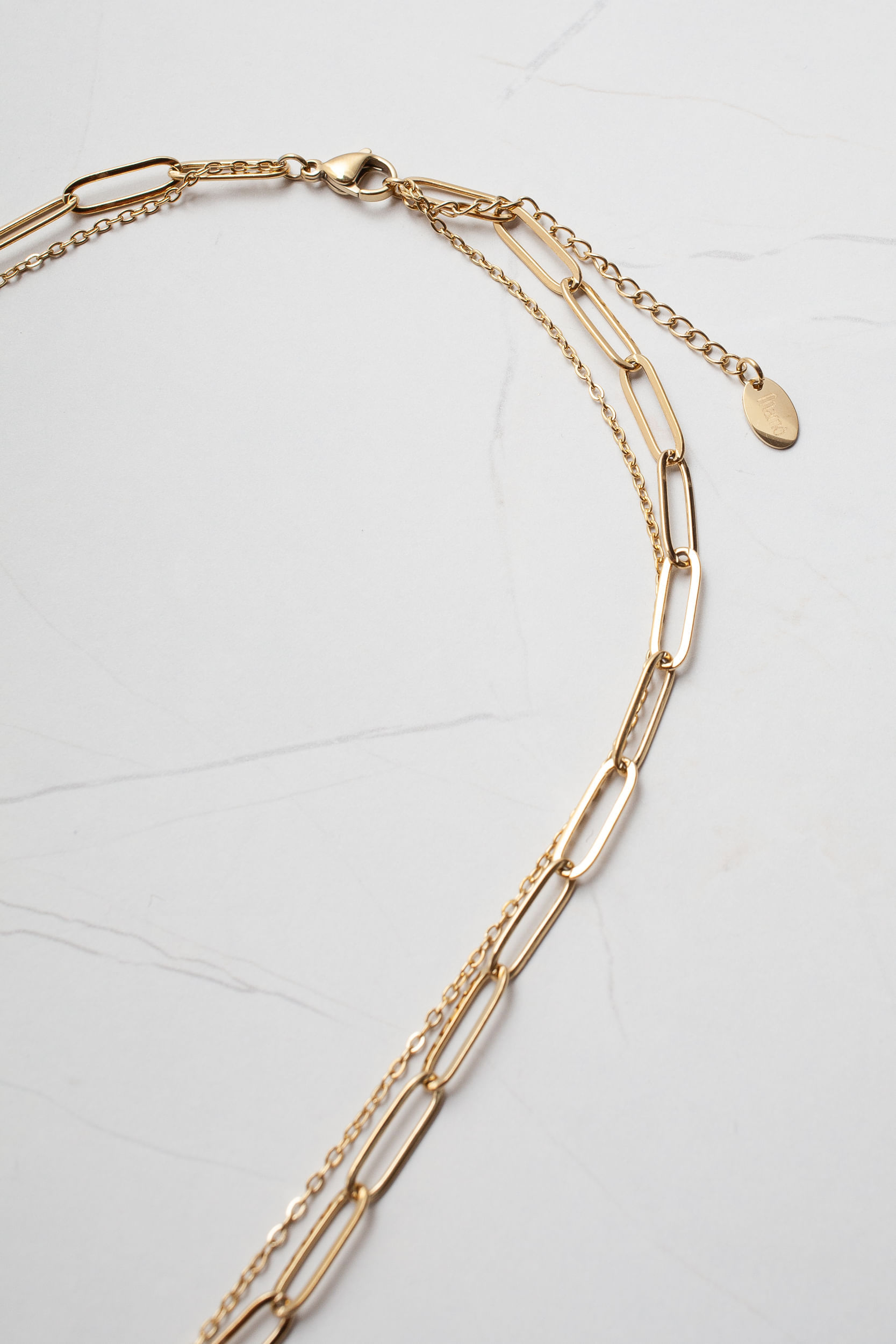 Colar Duplo Pingente Coração DOURADO Colar Duplo Pingente Coração DOURADO