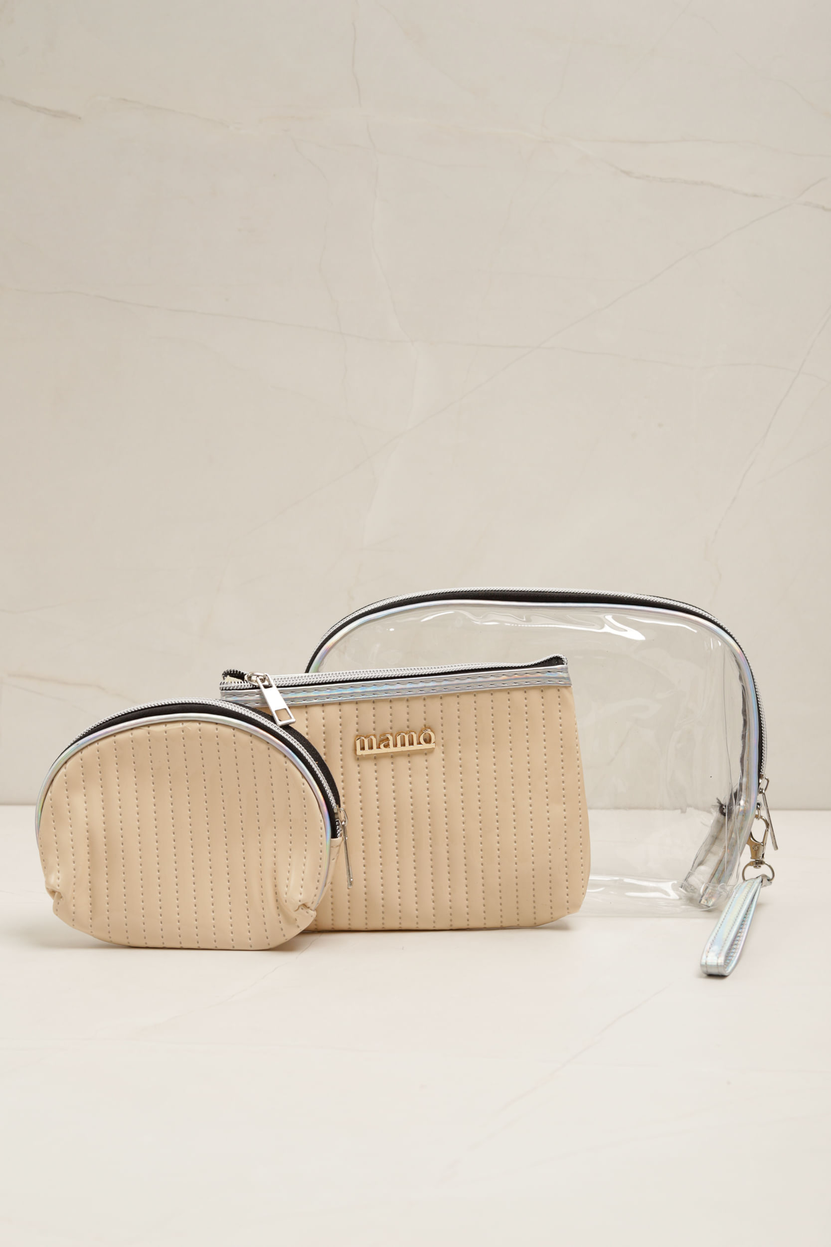Necessaire Detalhe Vinil  BEGE