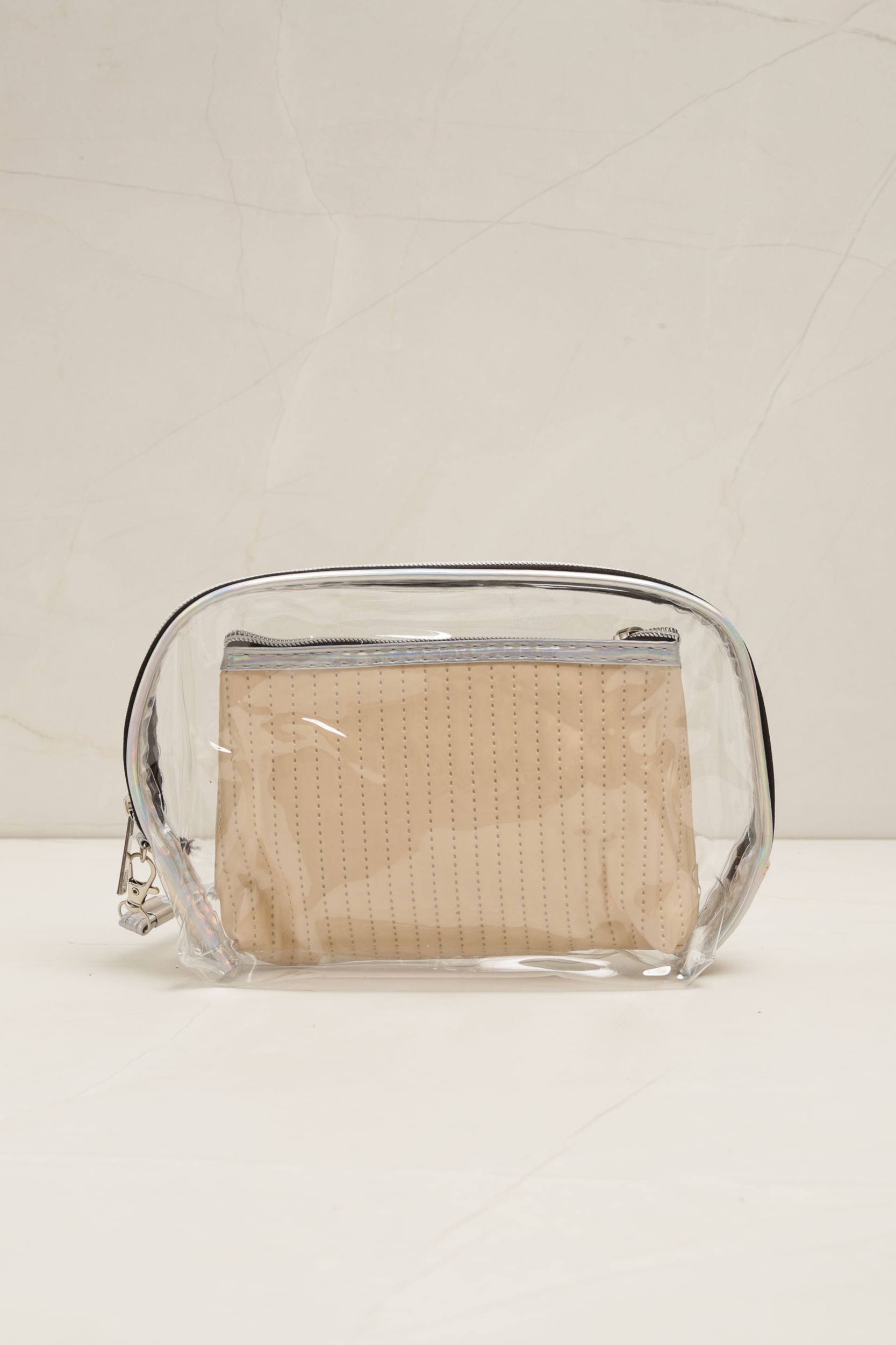 Necessaire Detalhe Vinil  BEGE