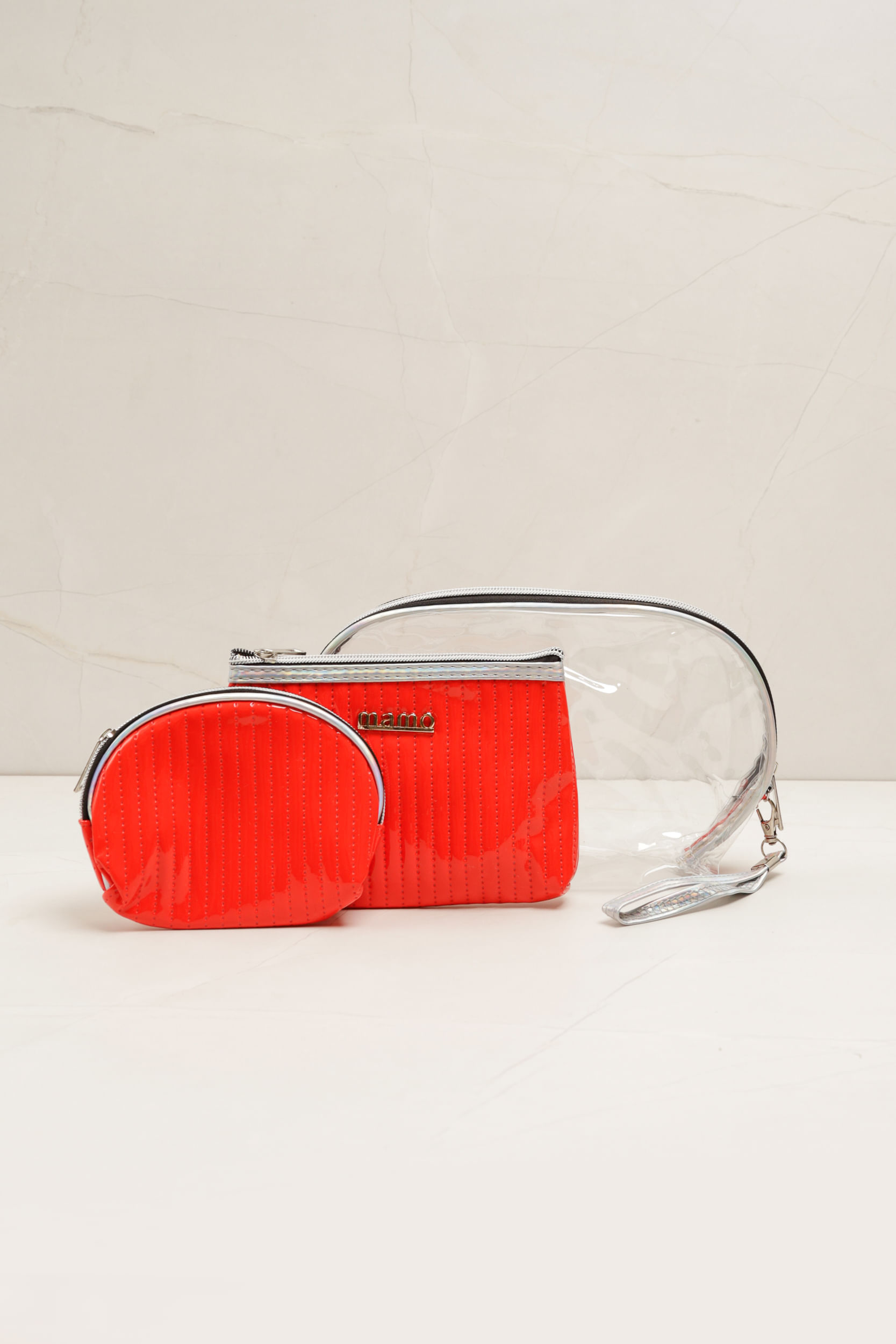 Necessaire Detalhe Vinil  VERMELHO