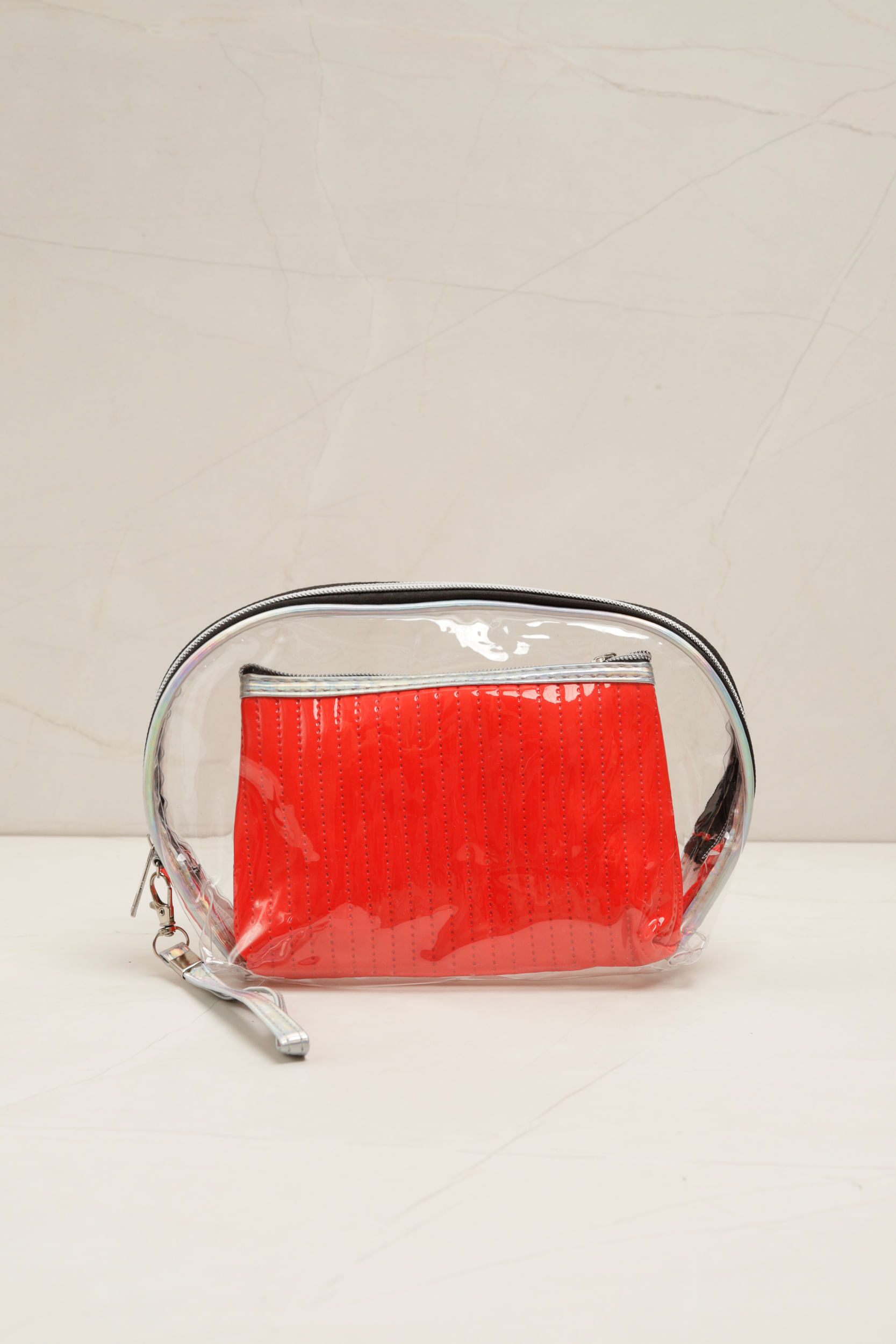 Necessaire Detalhe Vinil  VERMELHO