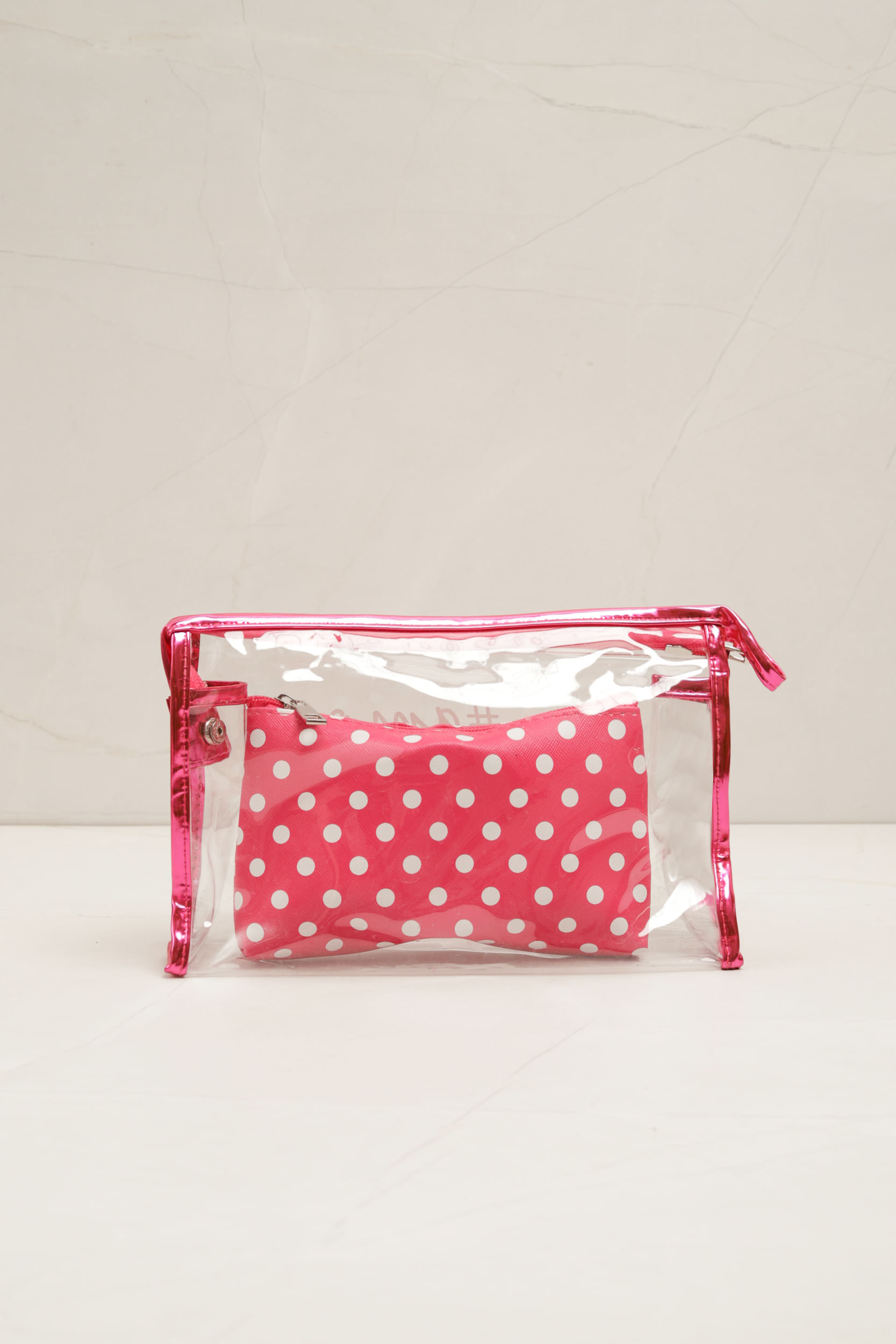 Necessaire Transparente Poá PINK Necessaire Transparente Poá PINK