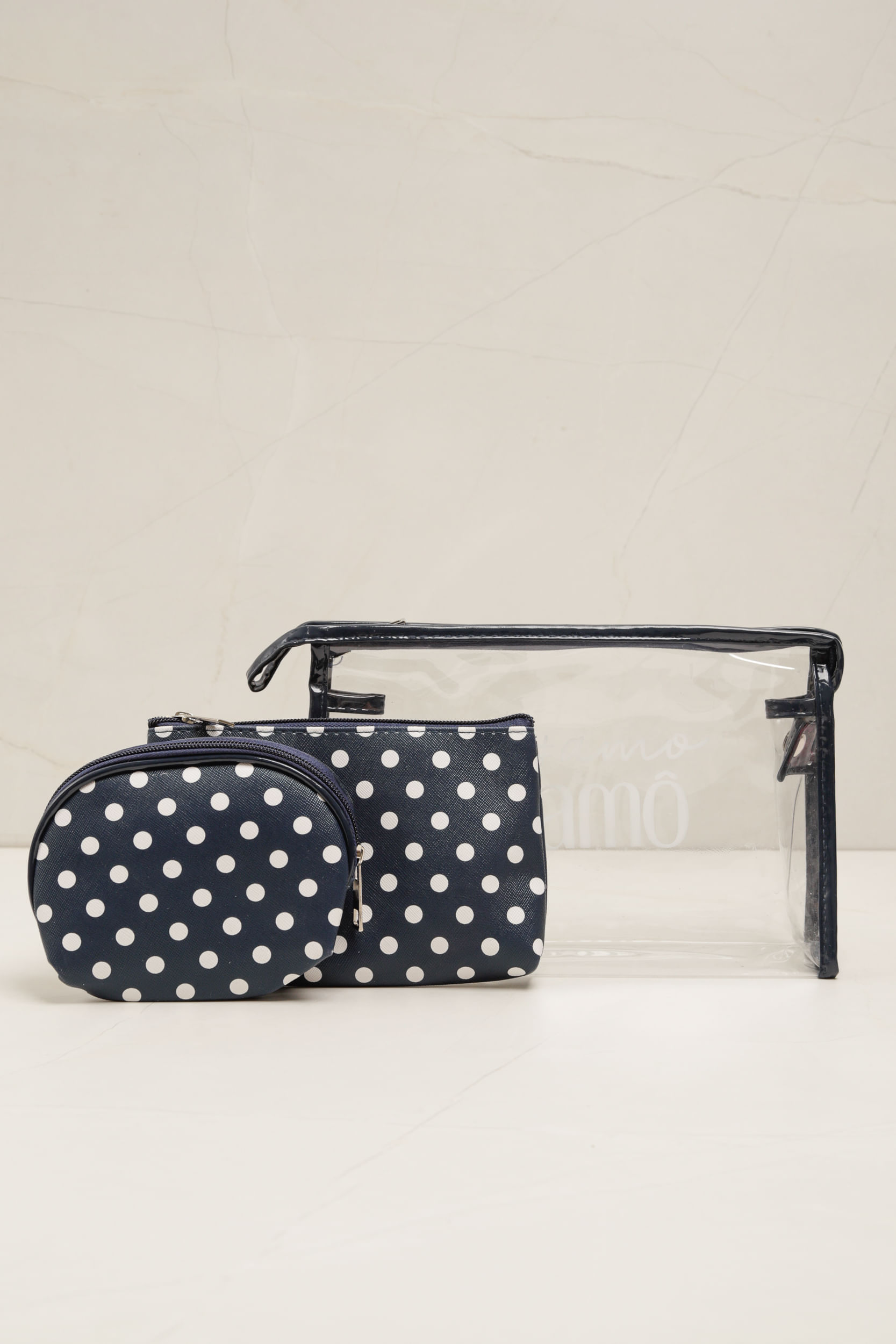 Necessaire Transparente Poá MARINHO 