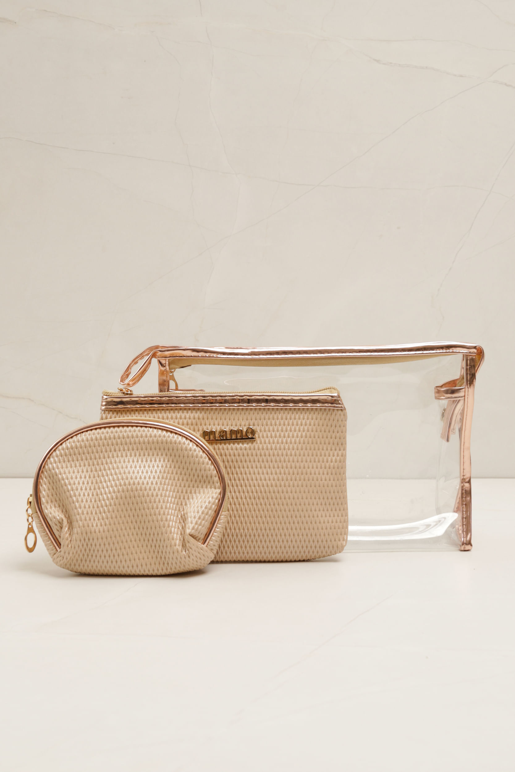 Necessaire Transparente em Tressê  BEGE