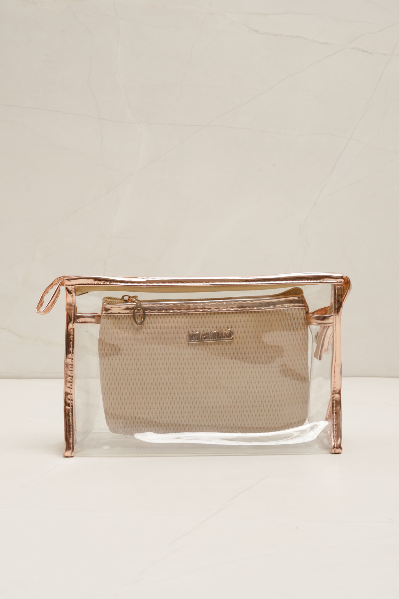 Necessaire Transparente em Tressê BEGE Necessaire Transparente em Tressê BEGE