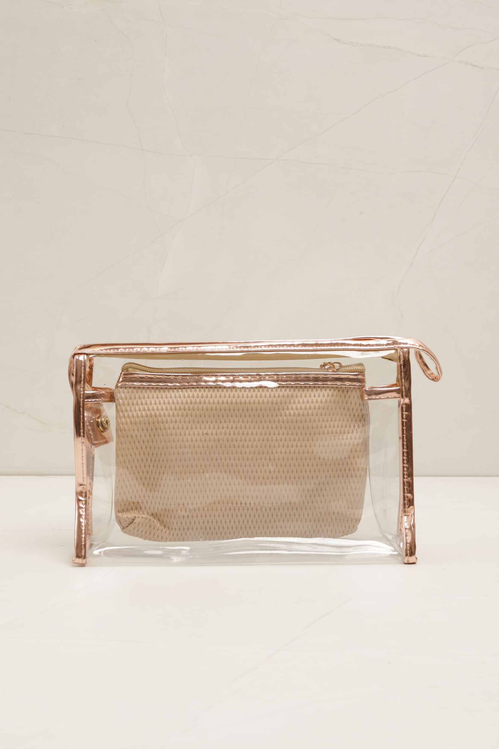 Necessaire Transparente em Tressê BEGE Necessaire Transparente em Tressê BEGE