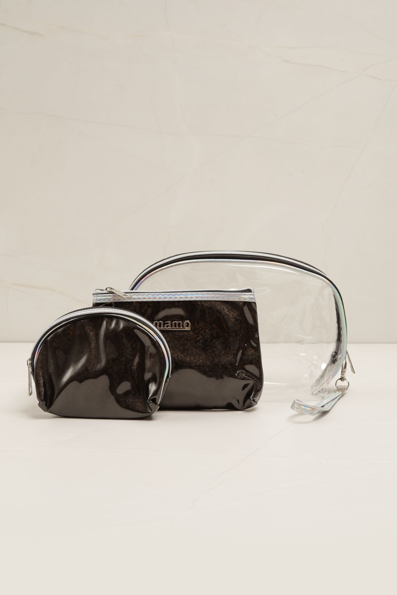 Necessaire Transparente Holográfica   PRETO