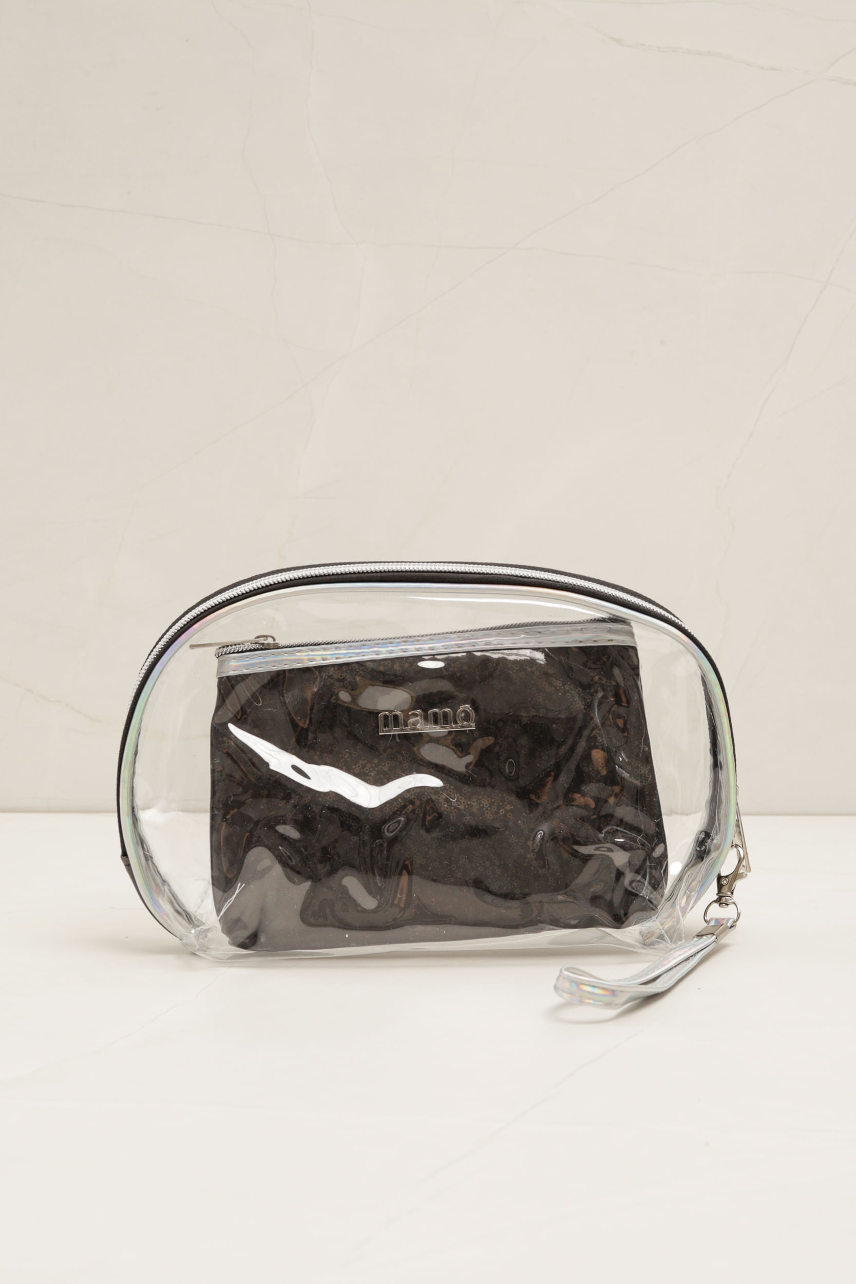 Necessaire Transparente Holográfica   PRETO