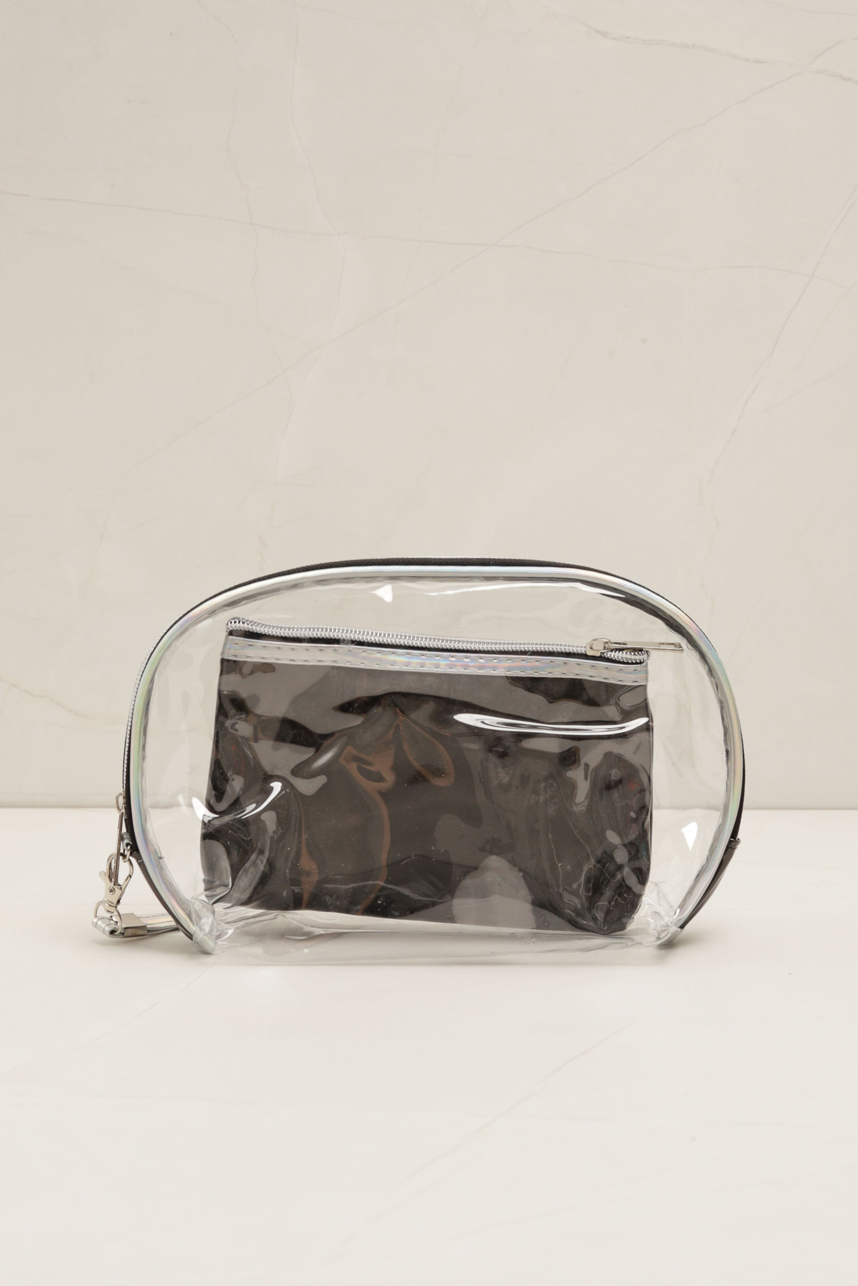 Necessaire Transparente Holográfica   PRETO