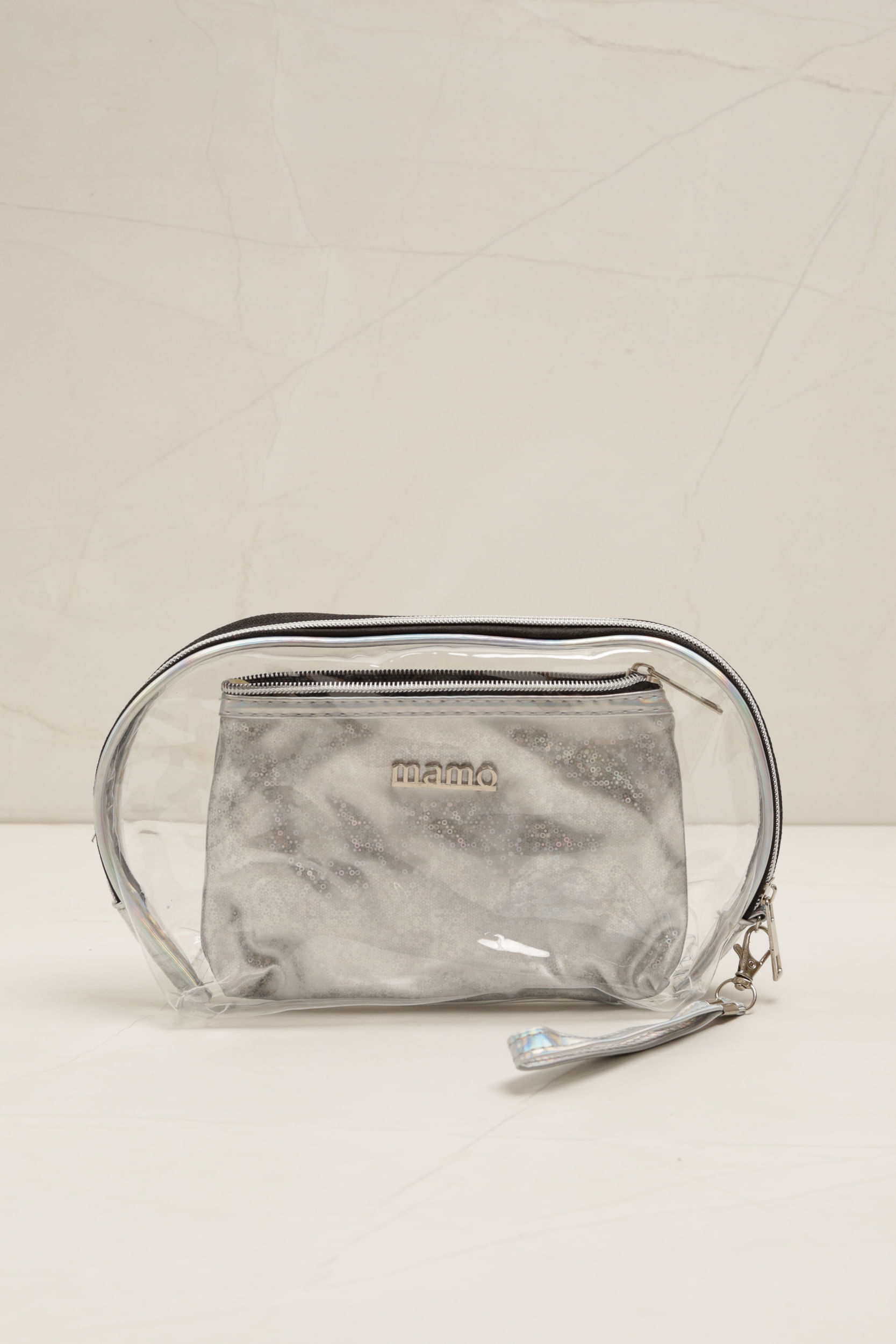 Necessaire Transparente Holográfica PRATA Necessaire Transparente Holográfica PRATA