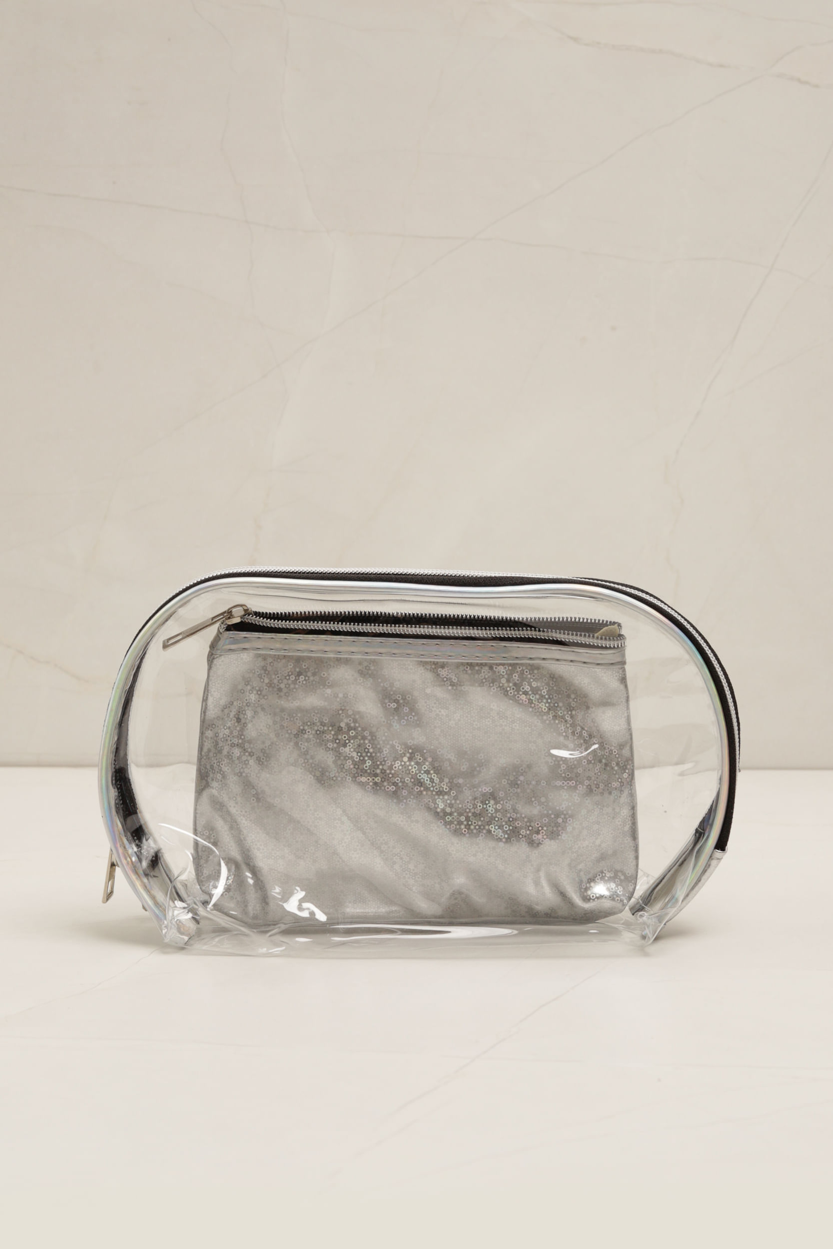 Necessaire Transparente Holográfica PRATA Necessaire Transparente Holográfica PRATA