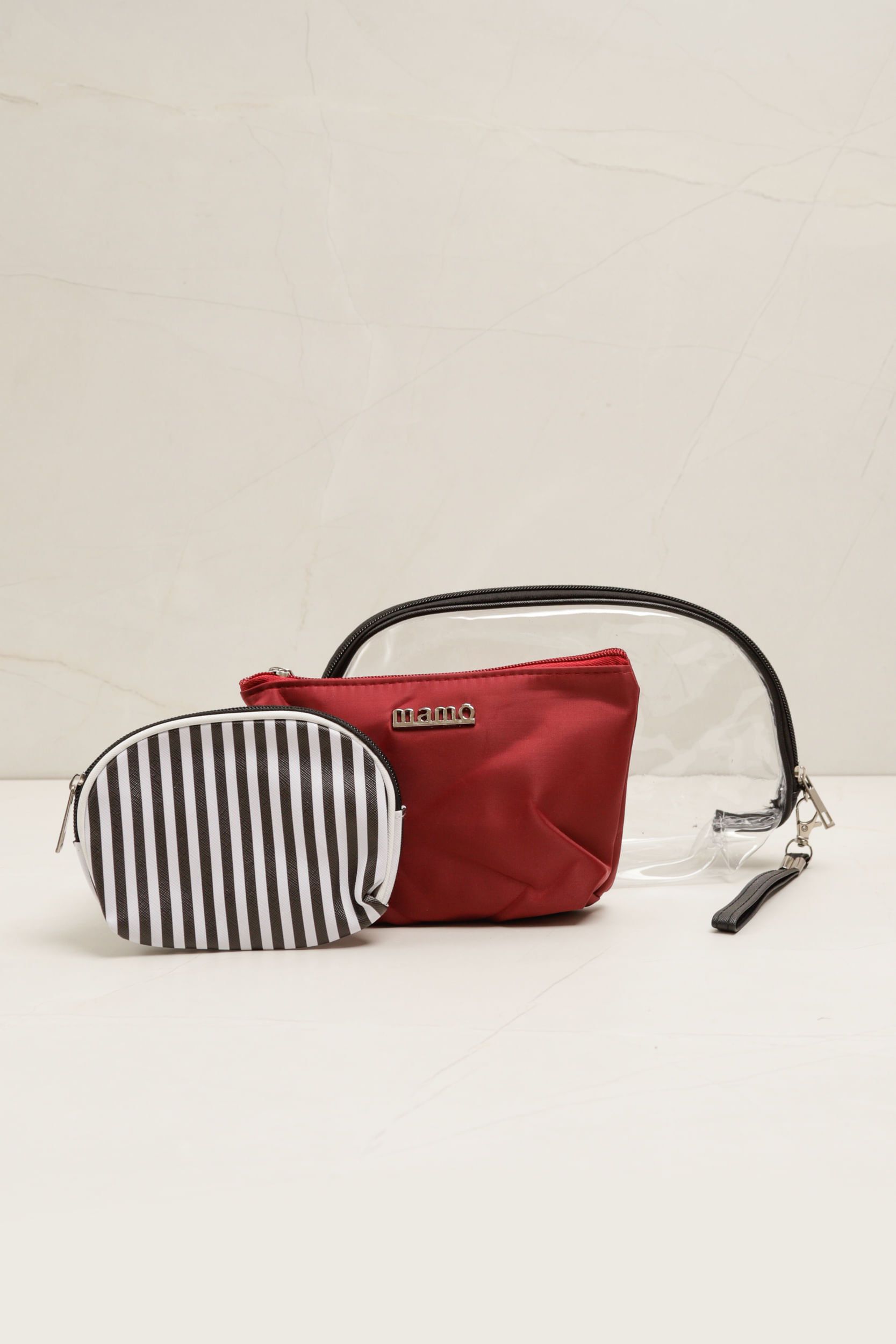 Necessaire Transparente Listras PRETO