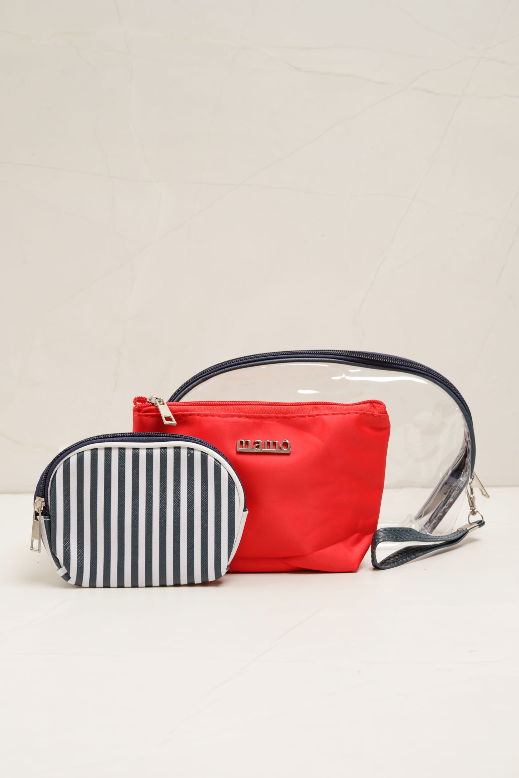 Necessaire Transparente Listras AZUL