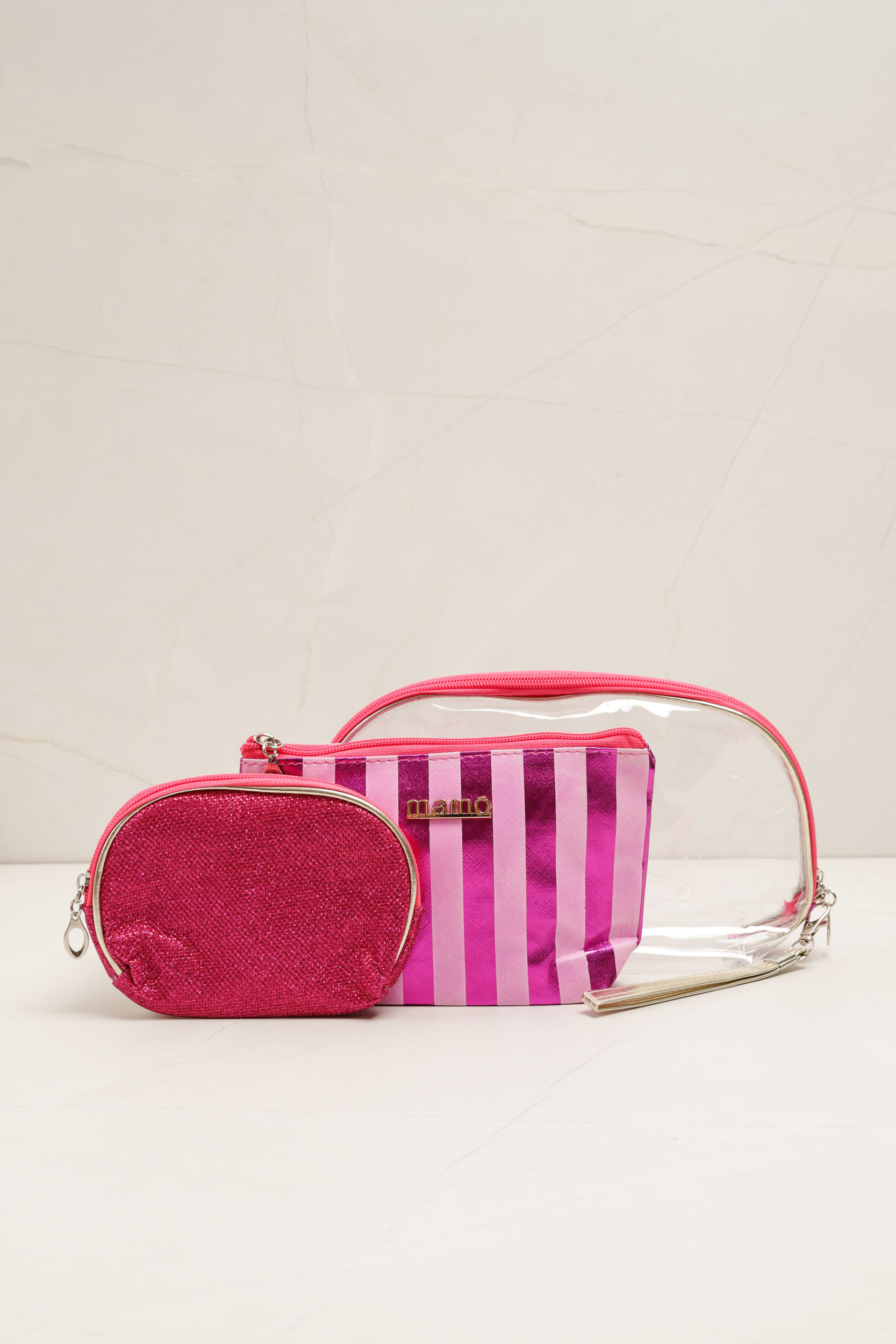 Necessaire Transparente Listrado 
 PINK