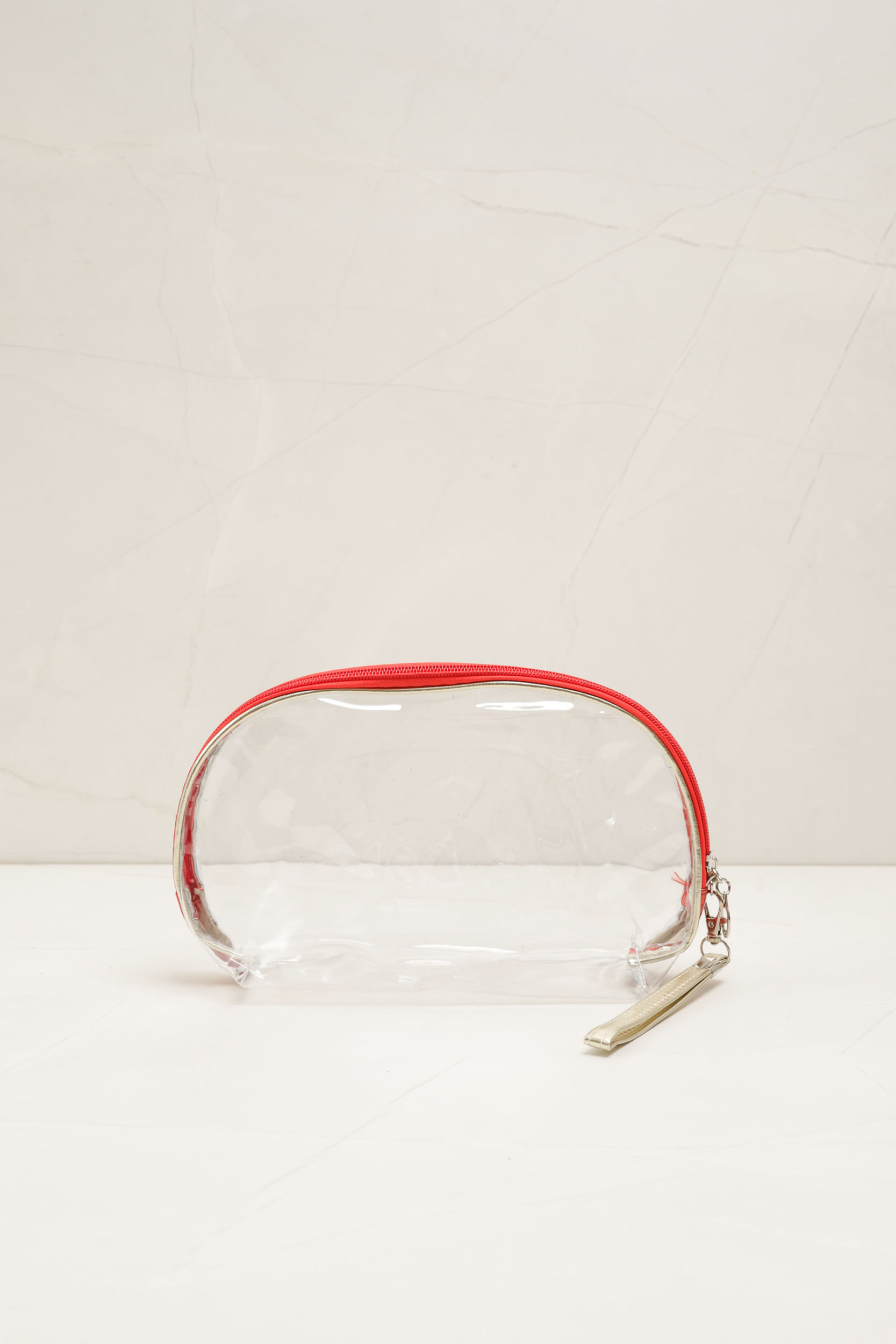 Necessaire Transparente Listrado 
 VERMELHO