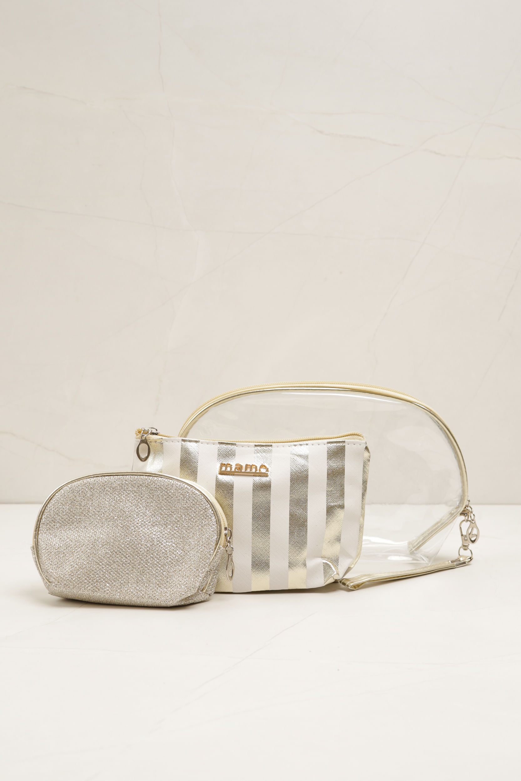 Necessaire Transparente Listrado 
 DOURADO
