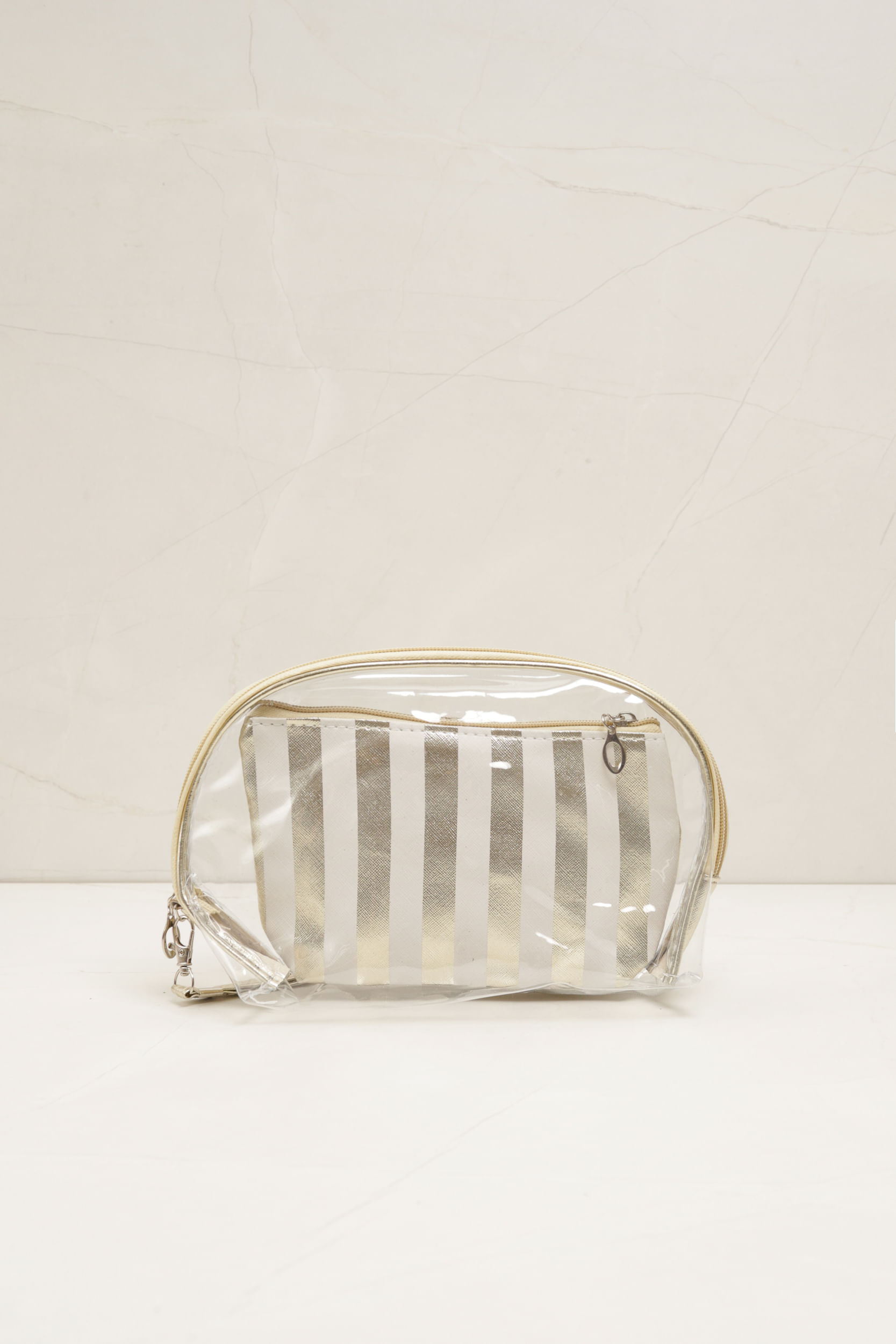 Necessaire Transparente Listrado 
 DOURADO