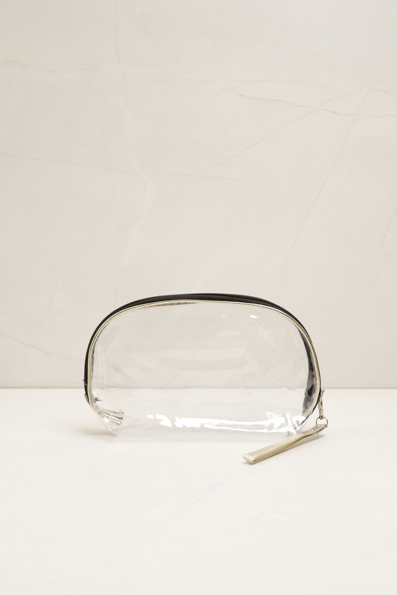 Necessaire Transparente Listrado 
 PRETO