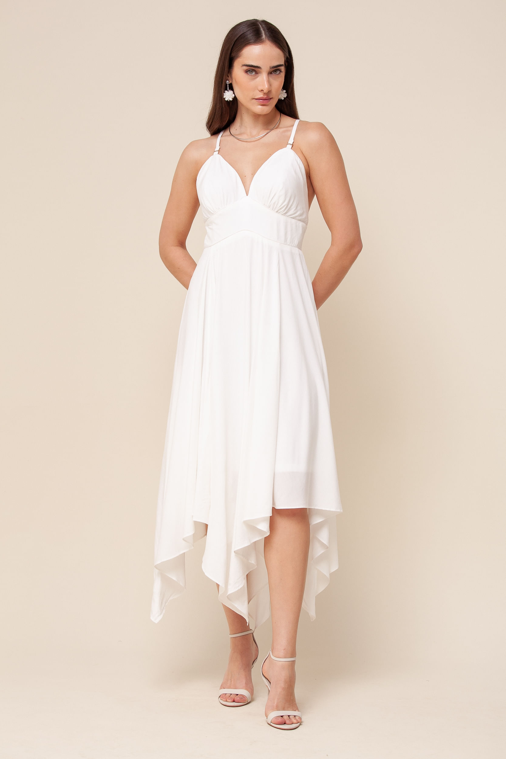 9036120 - Vestido Midi Assimétrico  OFF-WHITE