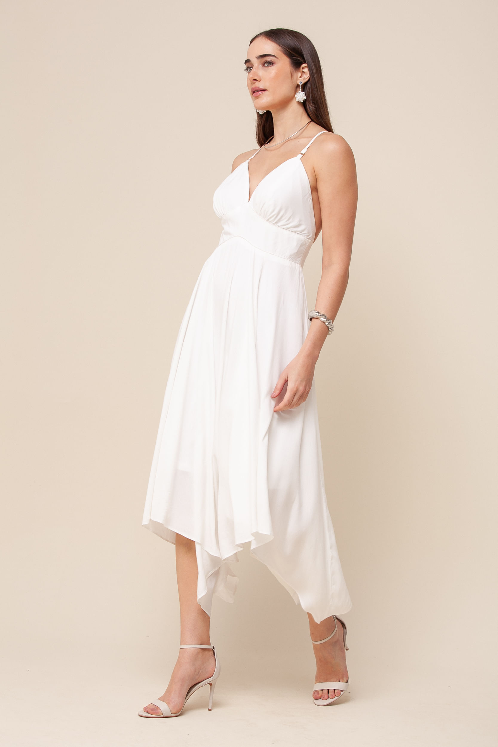 9036120 - Vestido Midi Assimétrico  OFF-WHITE