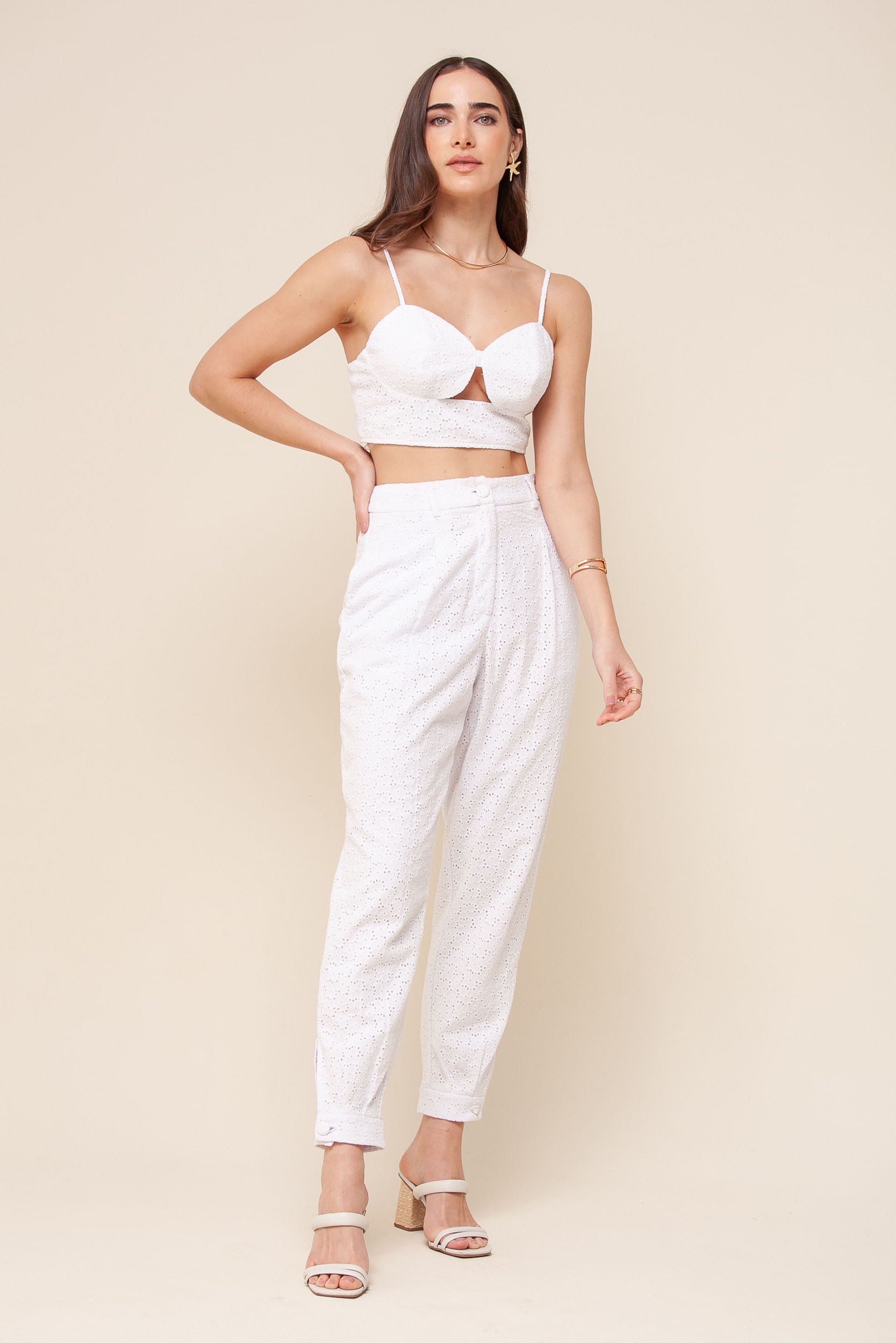 9036132 - Calça Cenoura Laise   BRANCO