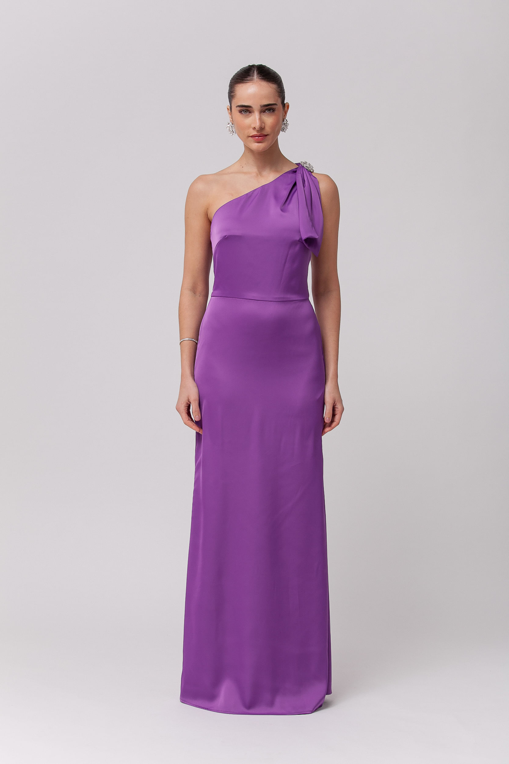 9035729 - Vestido Longo Festa Ombro Único com Pedraria ROXO 