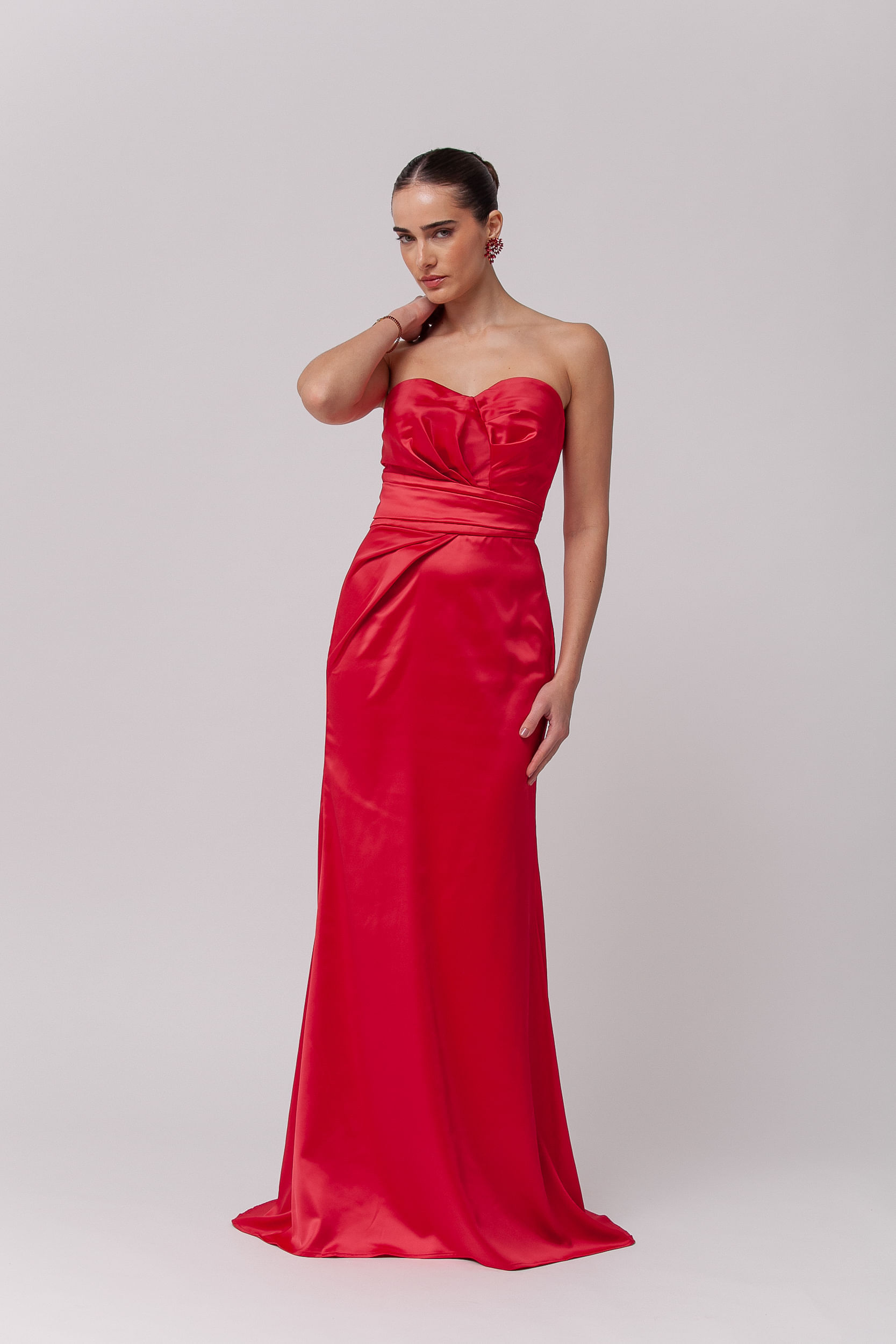 9035733 - Vestido Festa Manga Babados Removível  VERMELHO