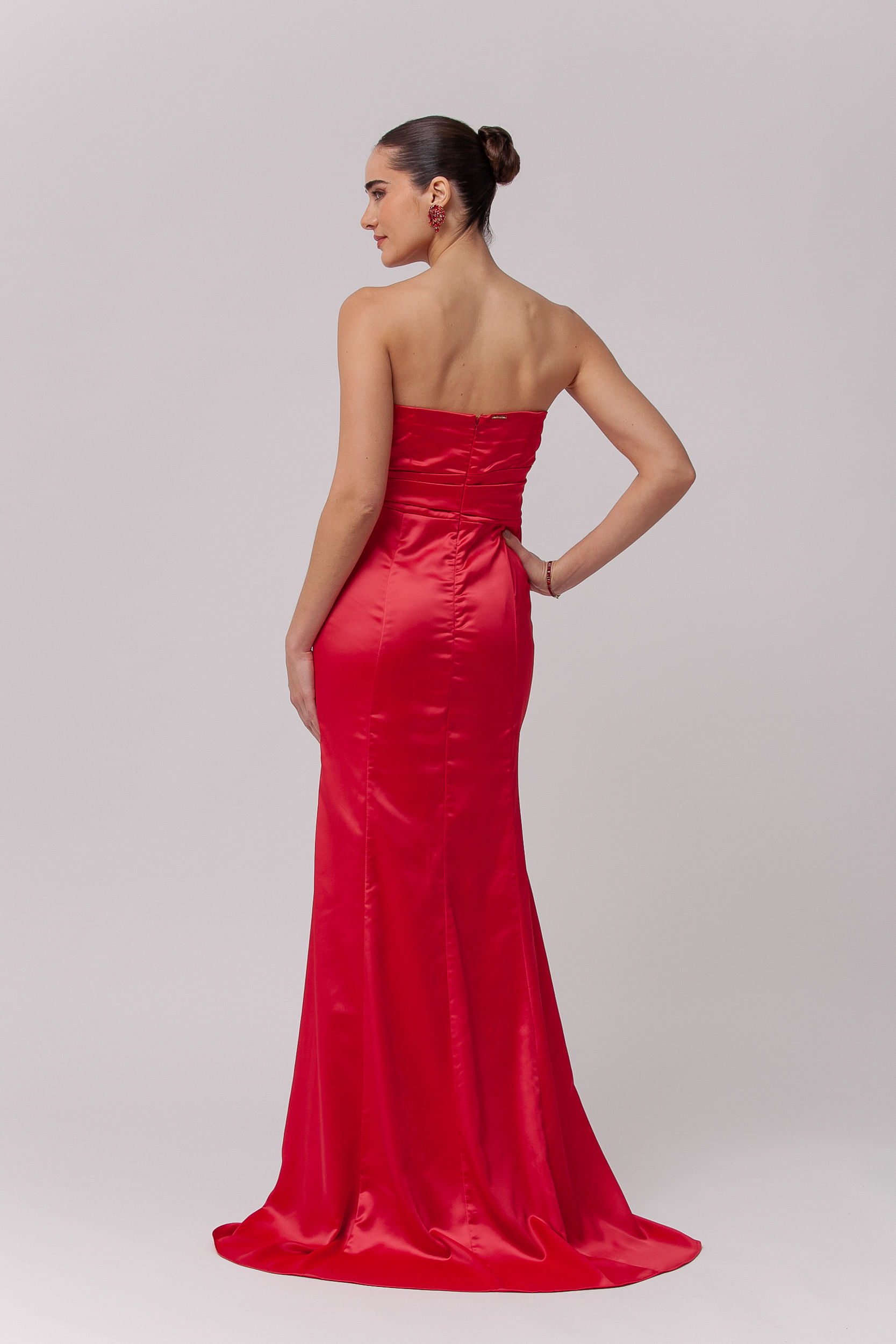 9035733 - Vestido Festa Manga Babados Removível  VERMELHO