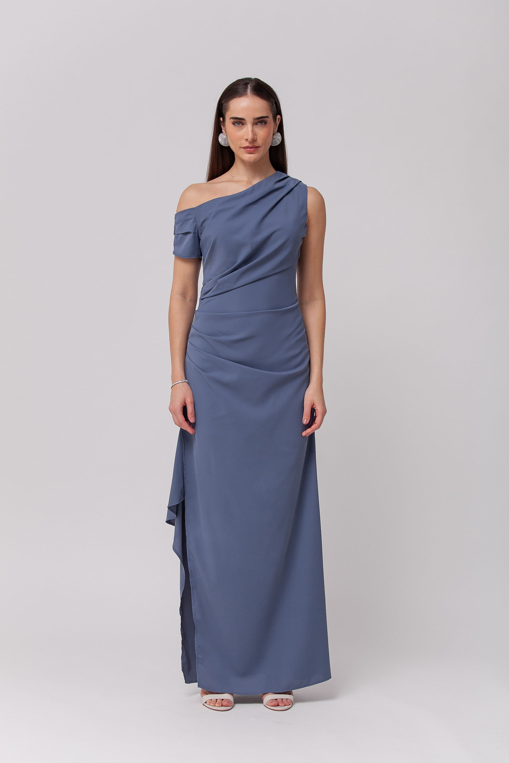 Vestido Longo Festa Cava Americana AZUL