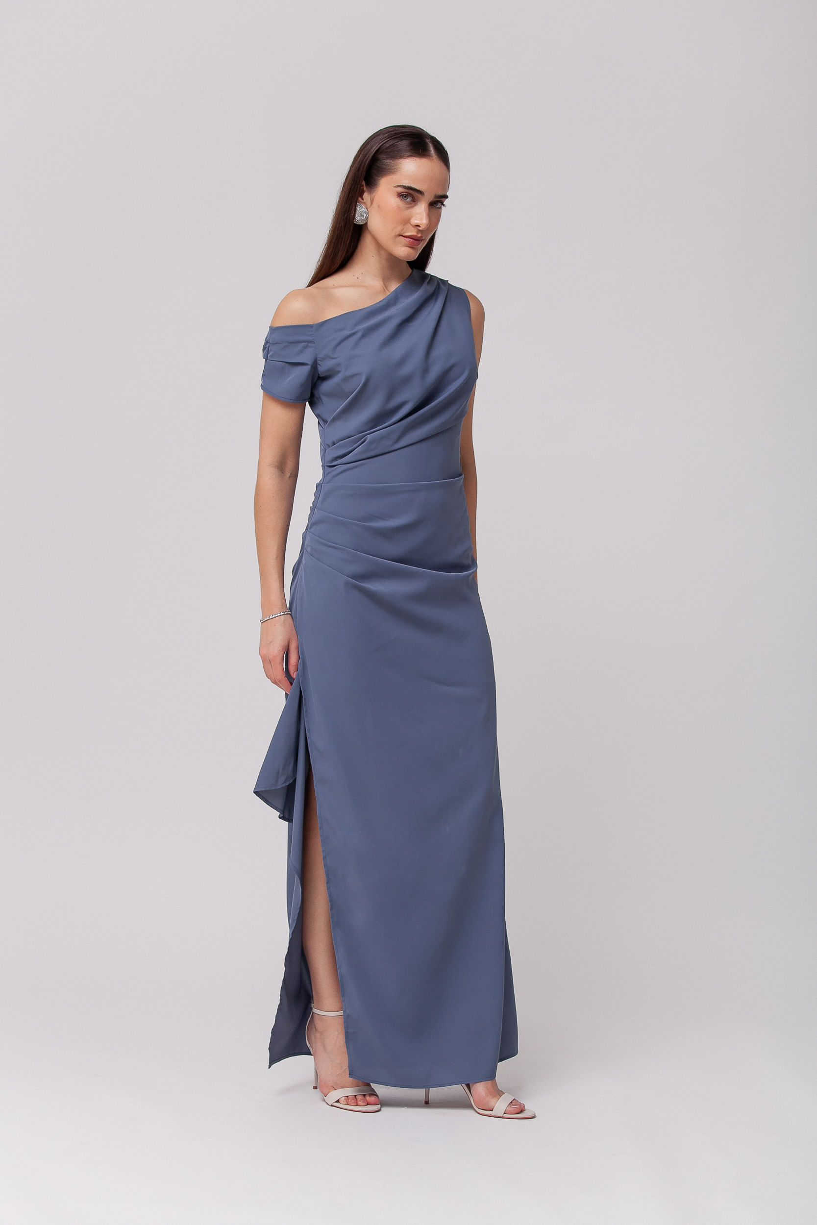 Vestido Longo Festa Cava Americana AZUL
