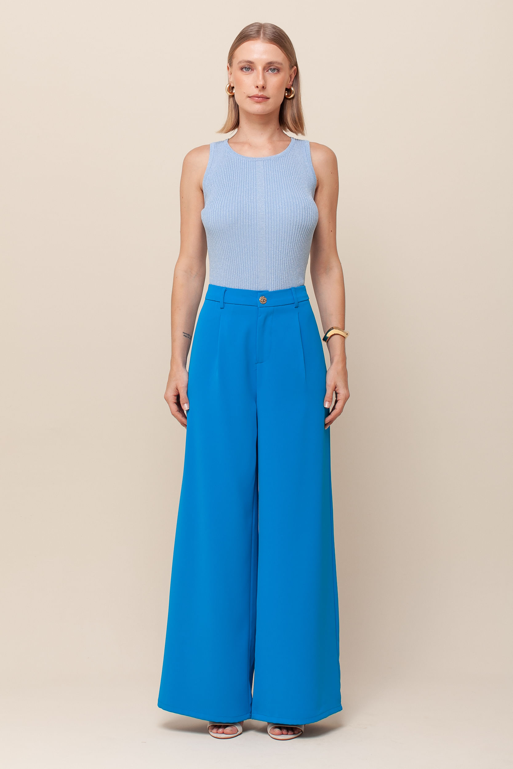 9036443 - Regata Tricô Lurex AZUL 9036443 - Regata Tricô Lurex AZUL