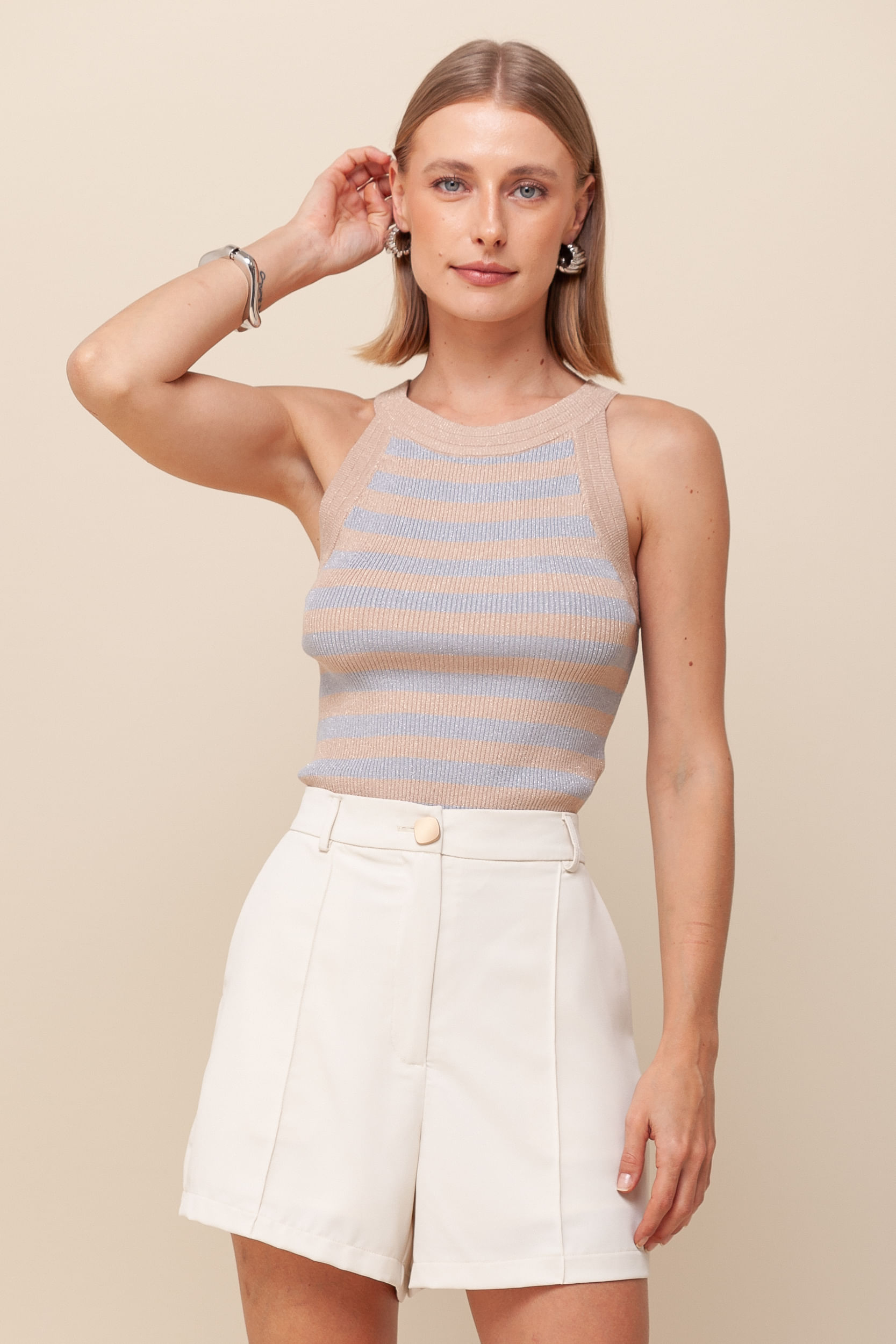 9036444 - Regata Listrada Tricô Lurex   PRATA