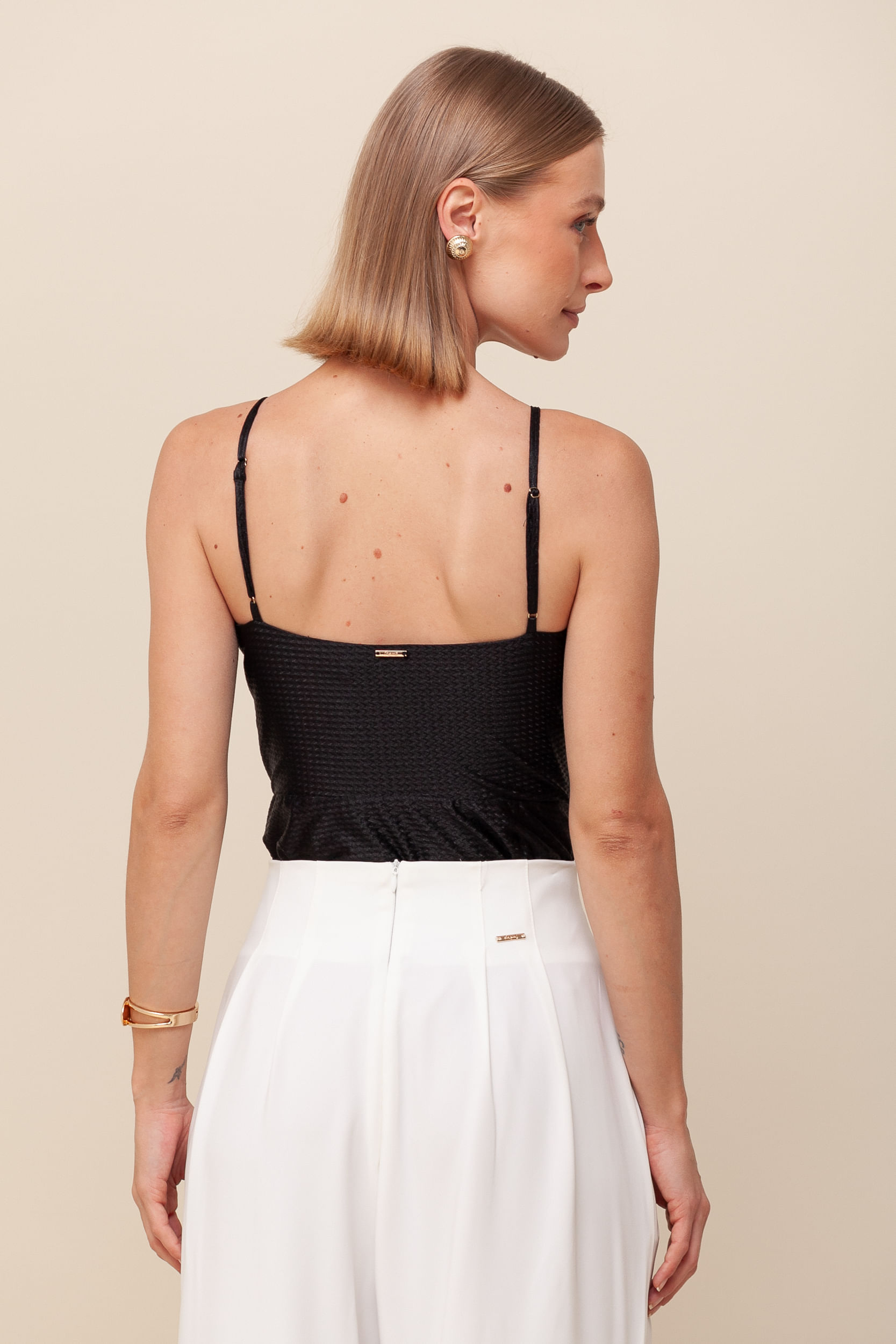 9036168 - Body Malha Texturizada Alça Miçanga PRETO 9036168 - Body Malha Texturizada Alça Miçanga PRETO